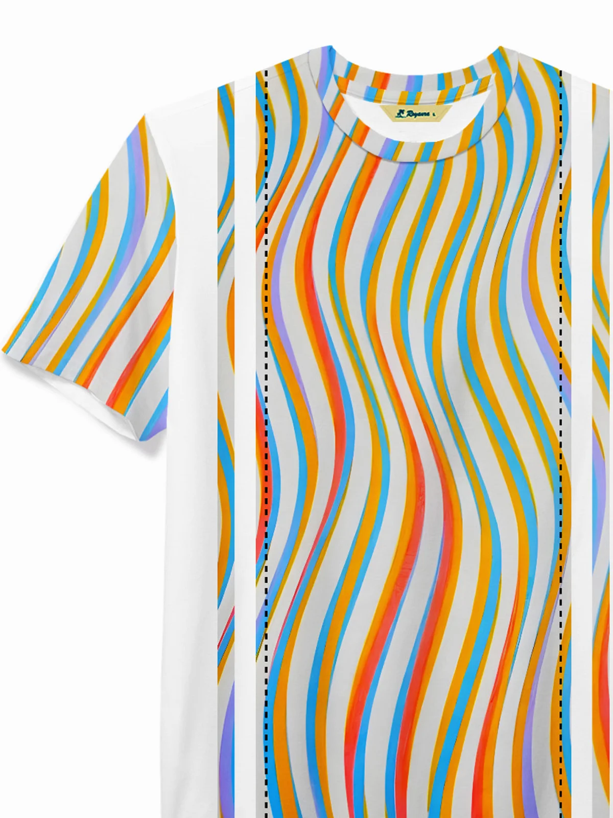 Royaura® Retro Rainbow Stripe Men's Short Sleeve Round Neck T-Shirt Stretch Art Top Big Tall