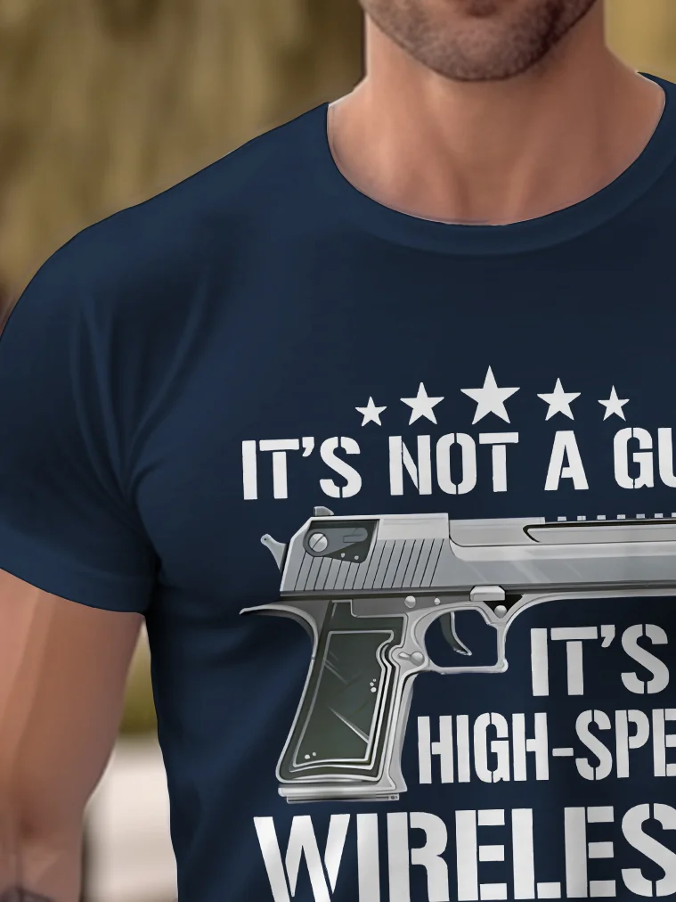 Royaura® Basic Men's Pistol Print T-Shirt
