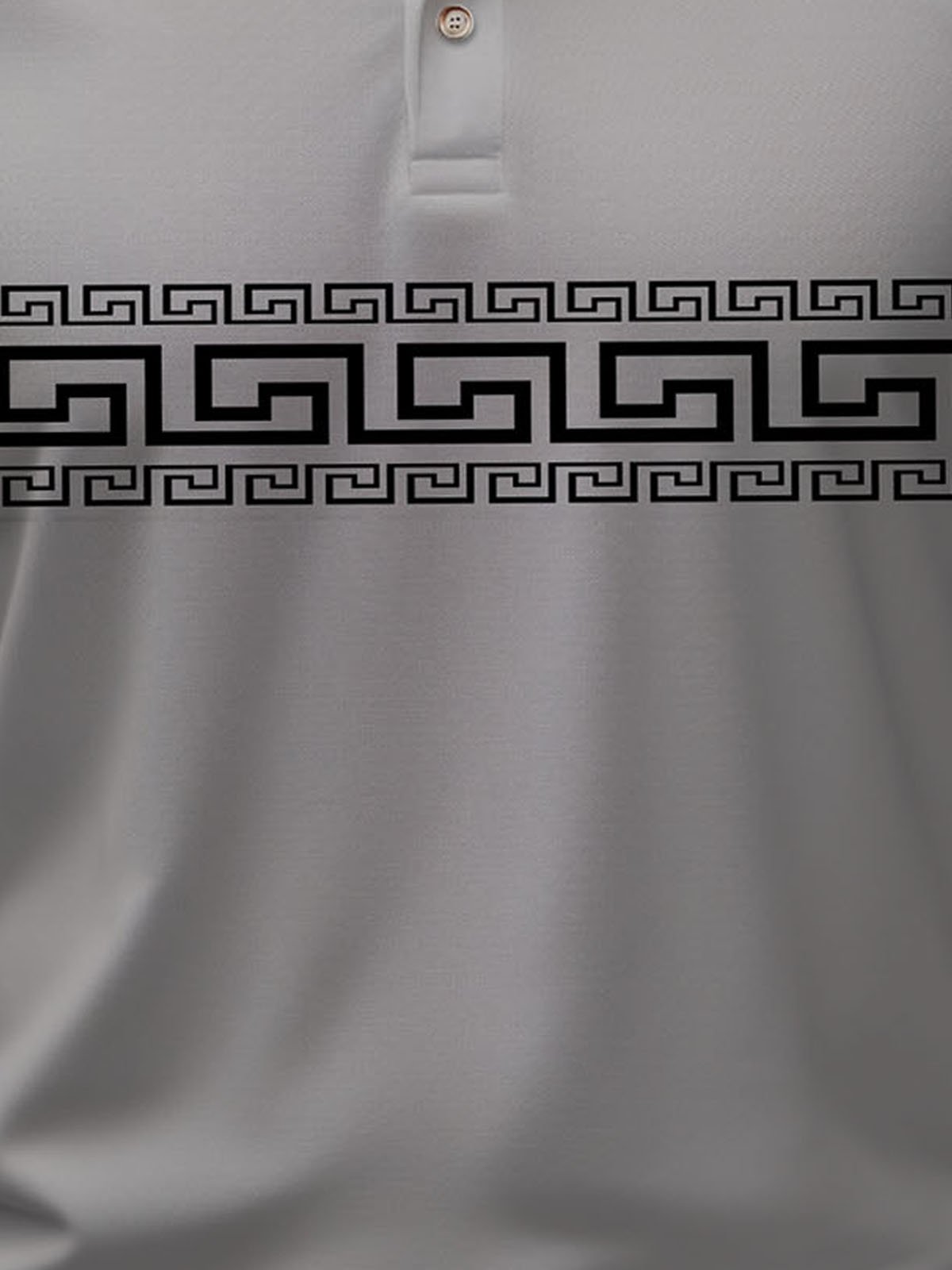Royaura Retro Geometric Stripe Print Men's Polo Shirt