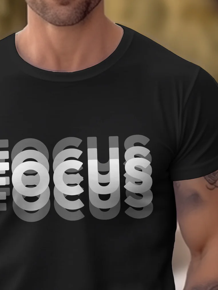 Royaura® Basic Men's Focus Letter Print T-Shirt
