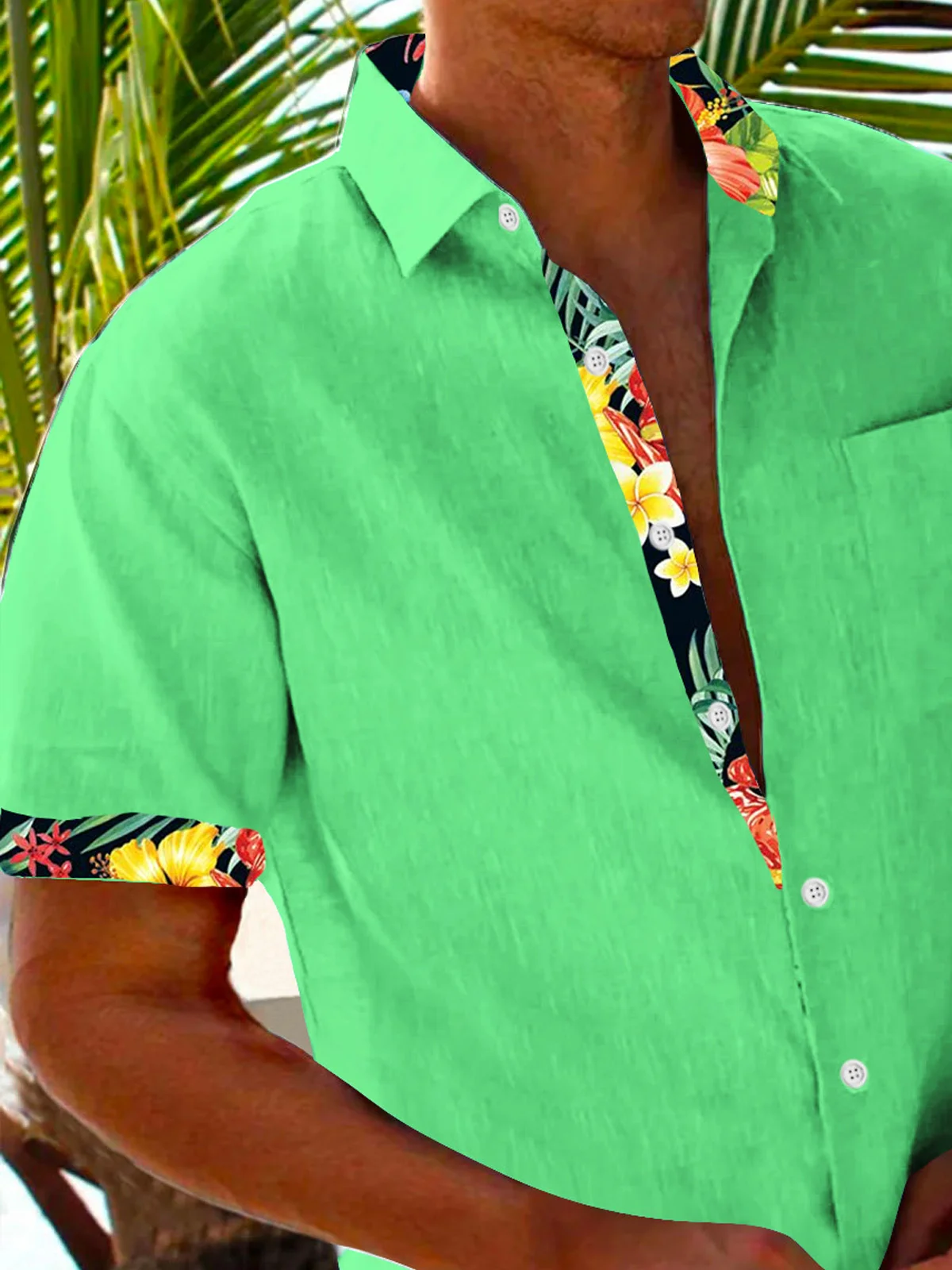 Royaura® Men's Casual Floral Patchwork Color Block Short Sleeve Hawaiian Shirt Big Tall
