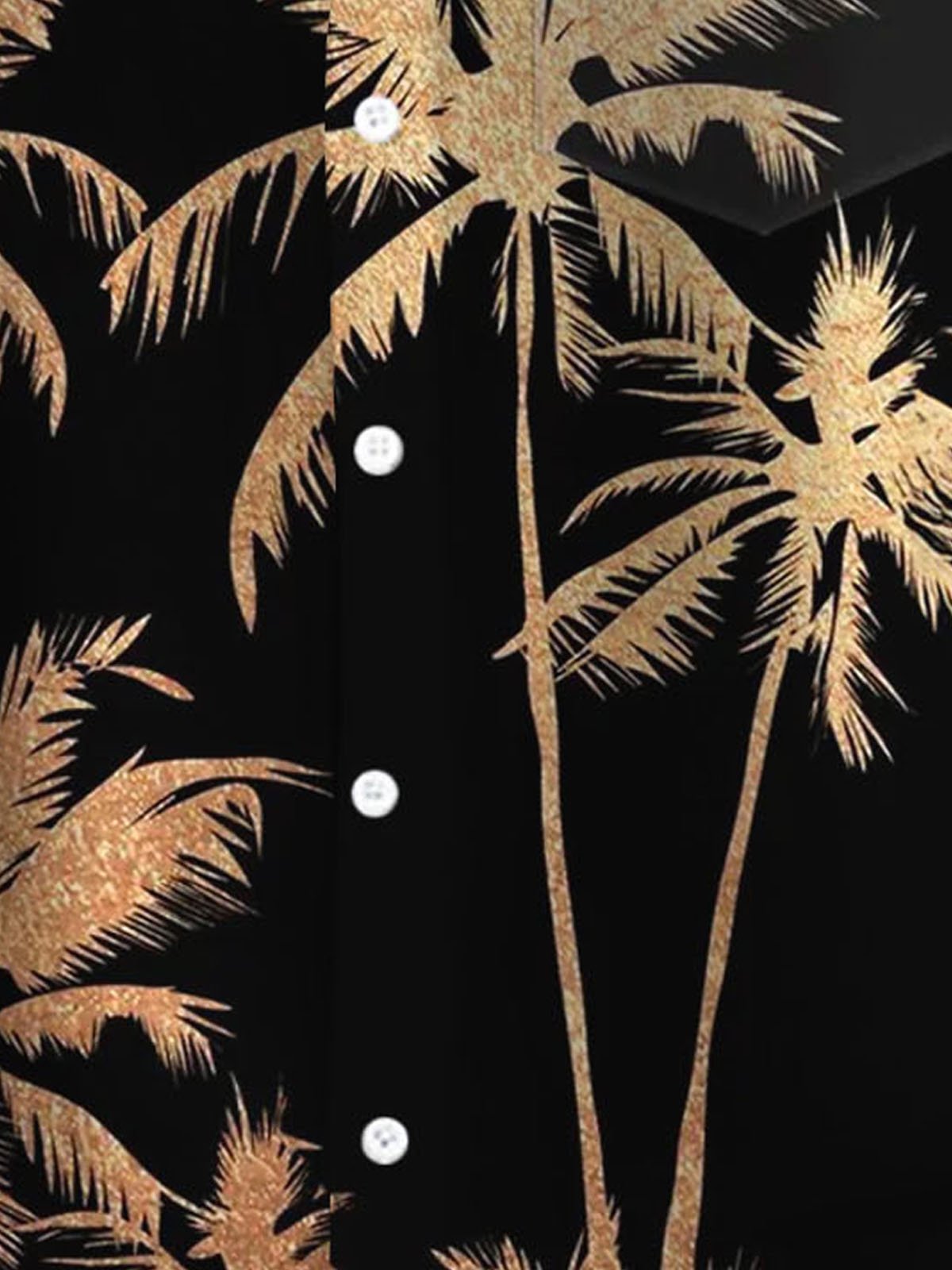 Royaura® Hawaiian Gold Coconut Tree Print Men's Button Pocket Short Sleeve Shirt