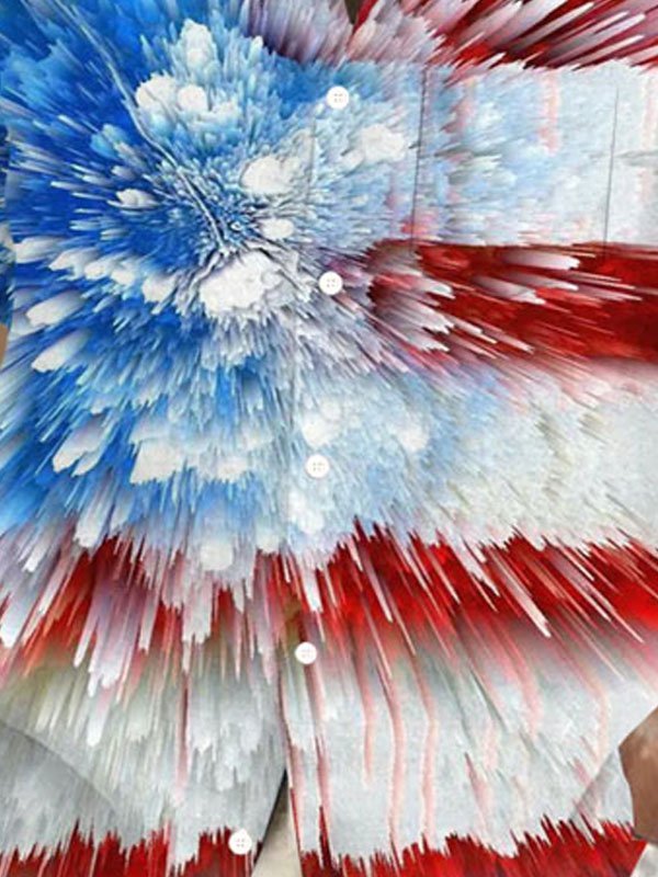 Royaura® Retro Flag Gradient 3D Print Men's Button Pocket Short Sleeve Shirt