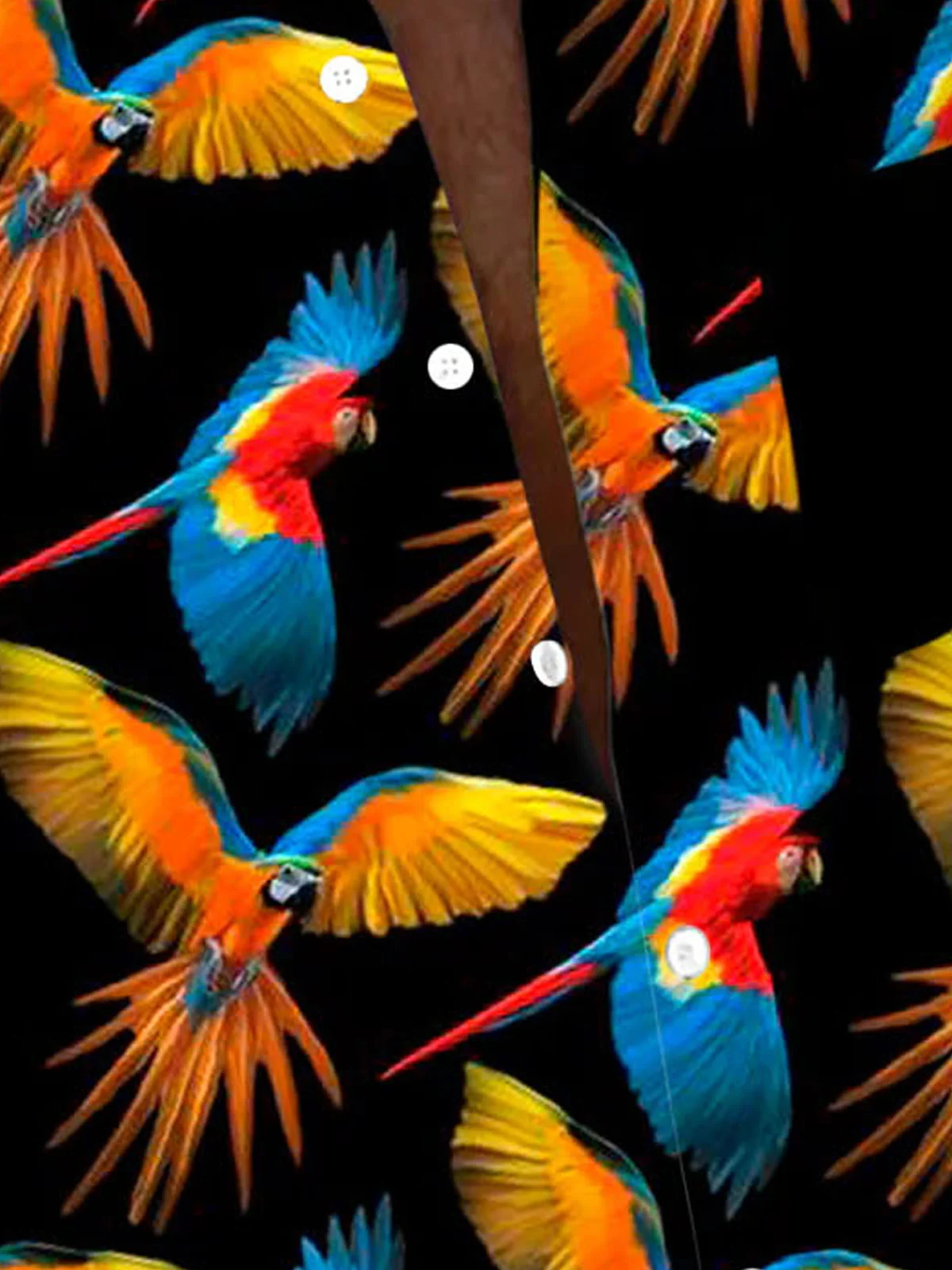 Royaura® Hawaiian Parrot Print Men's Button Pocket Short Sleeve Shirt