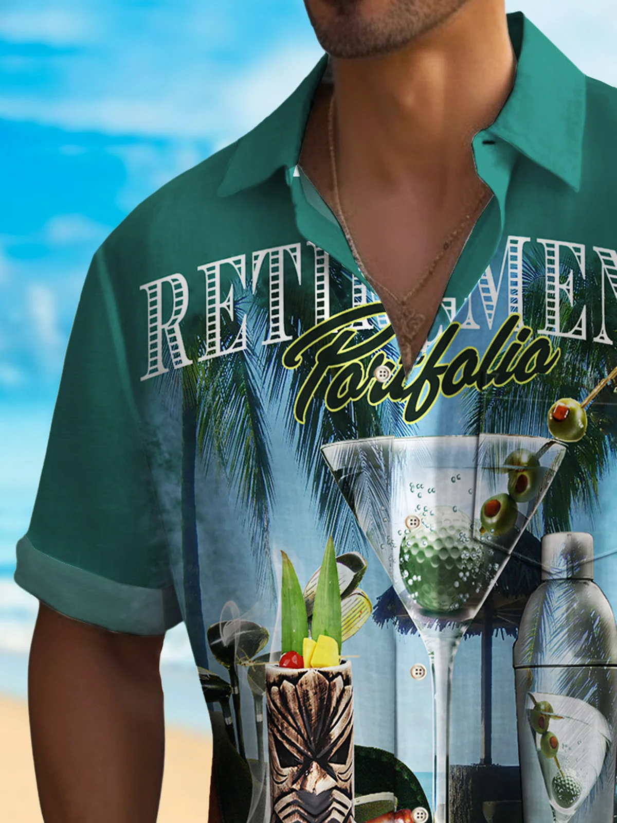 Royaura® Beach Vacation Tiki Bar Men's Hawaiian Shirt Quick Drying Surf Pocket Bartender Art Shirt Big Tall