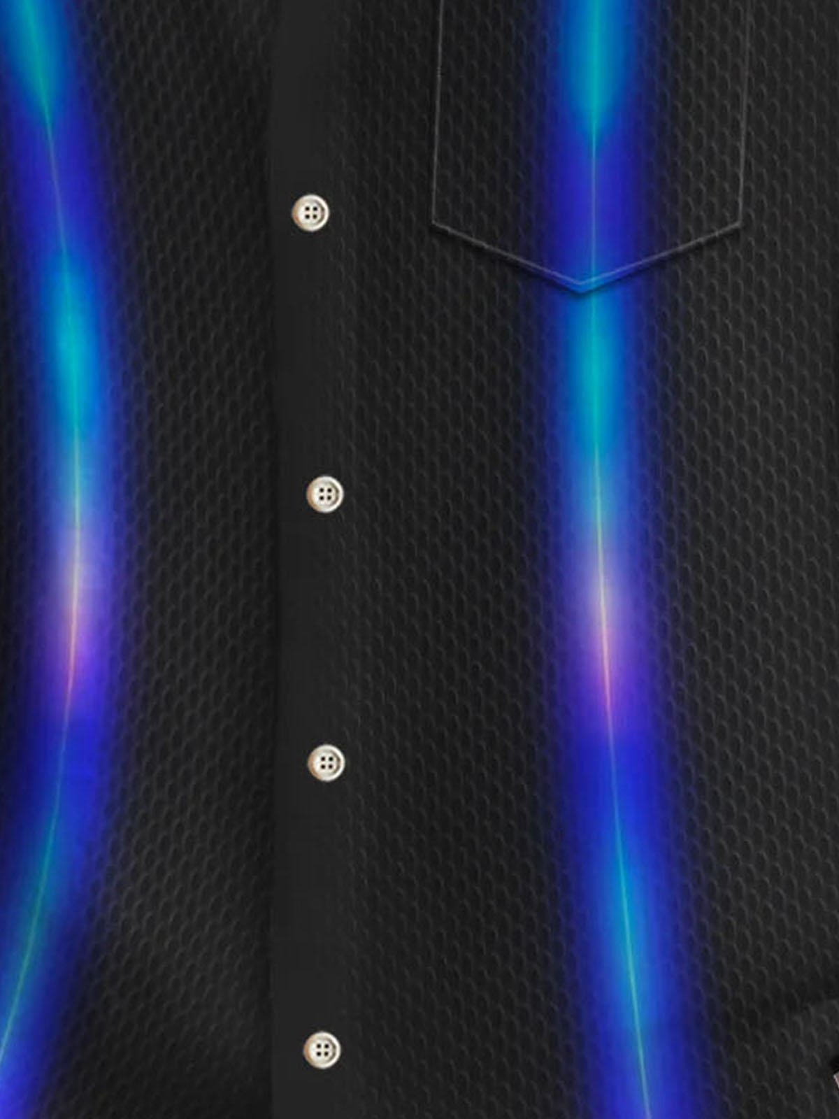 Royaura® Retro Gradient Line Art 3D Print Men's Button Pocket Short Sleeve Shirt