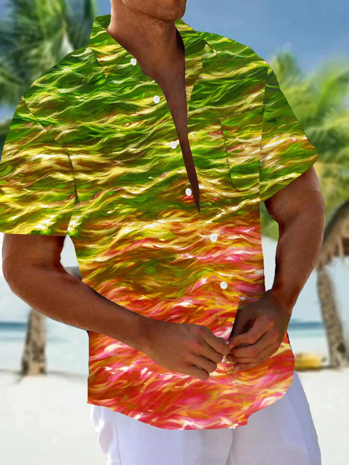 Royaura® Vintage Abstract Gradient Texture Print Chest Pocket Shirt Plus Size Men's Shirt Big Tall