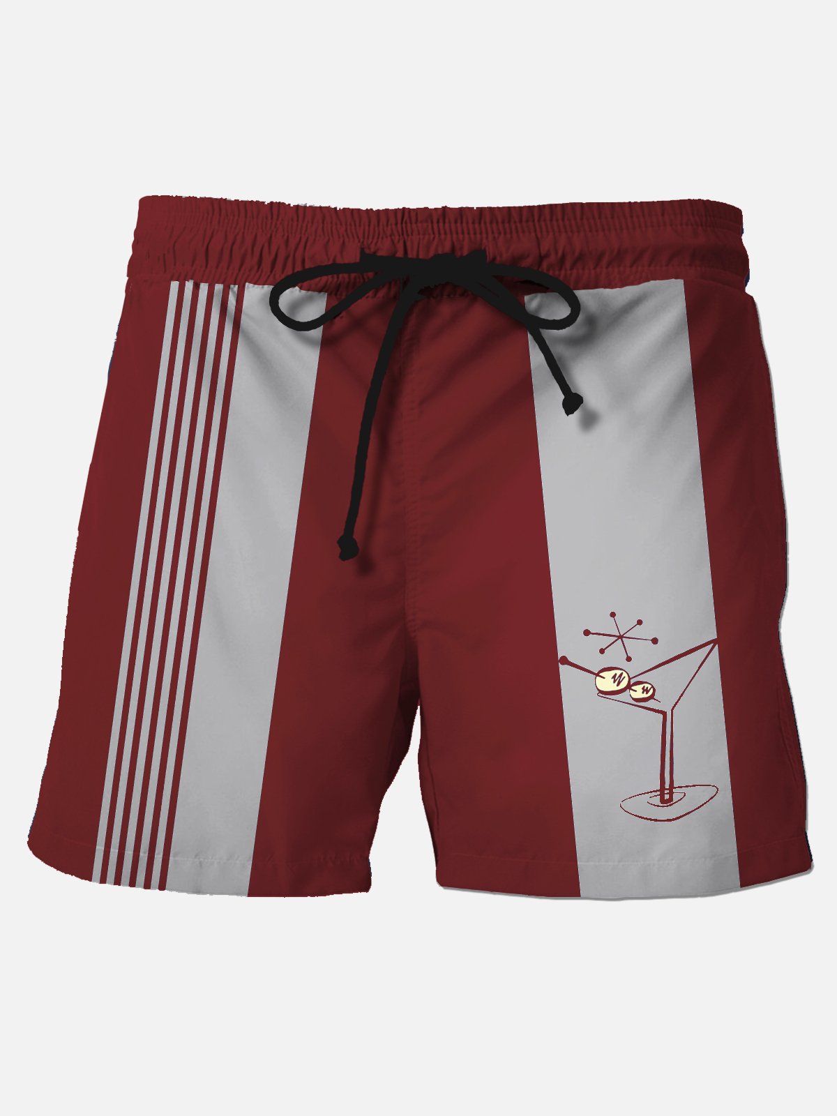 Royaura® Men's Vintage Cocktail Bowling Print Beach Shorts