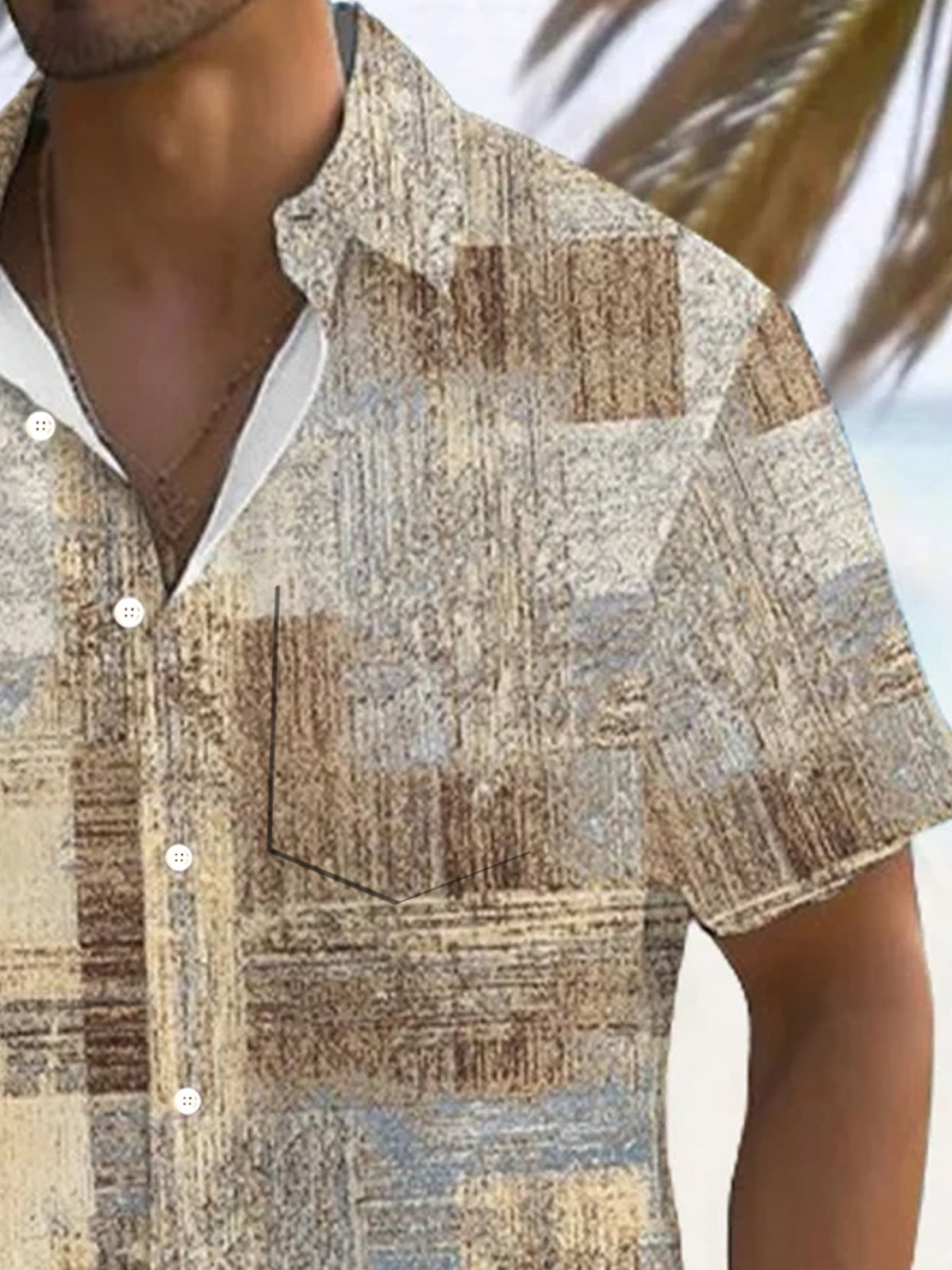 Royaura® Retro Textured Geometric Gradient 3D Print Men's Button Pocket Short Sleeve Shirt