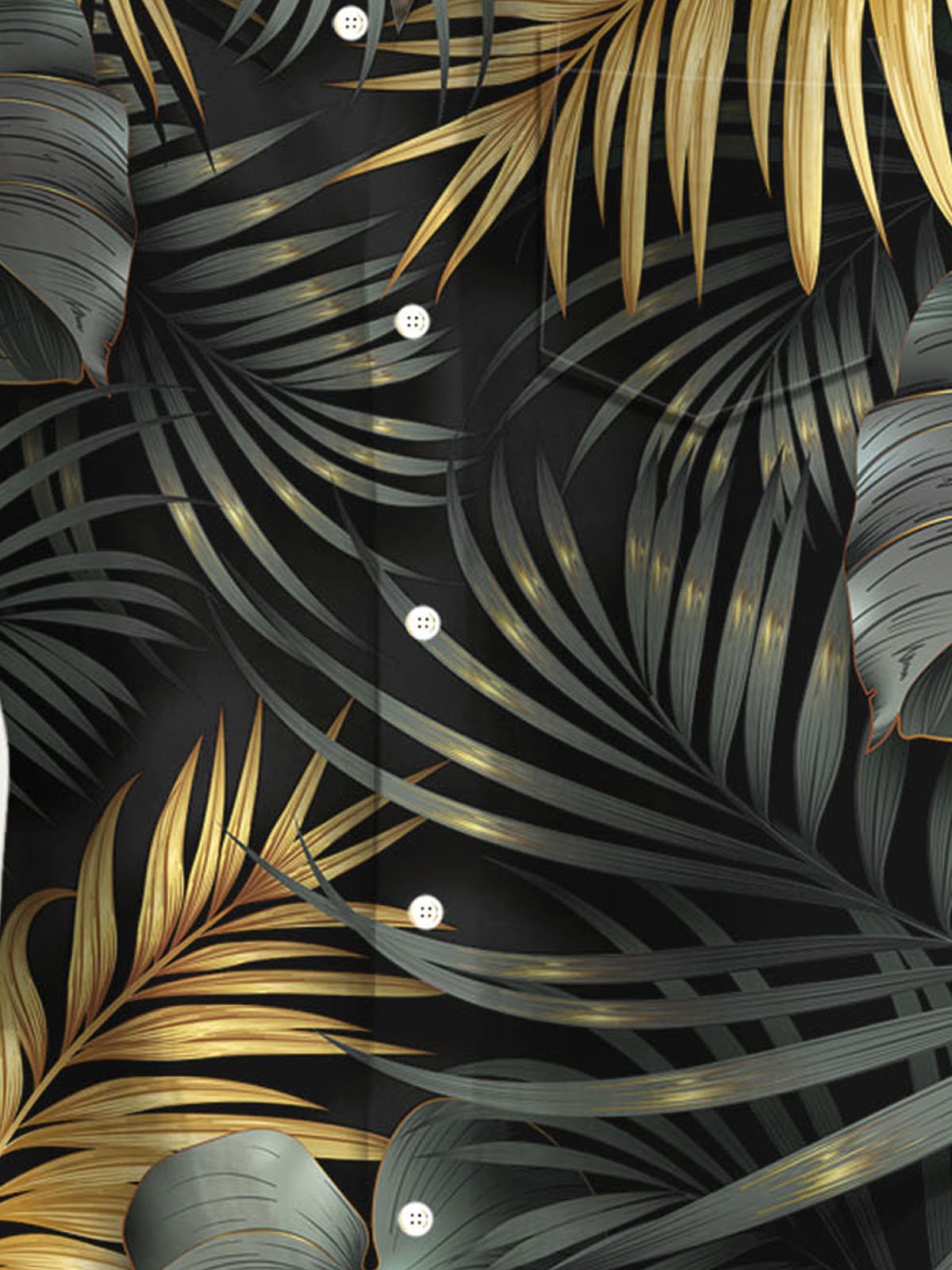 Royaura® Hawaiian Tropical Gold Floral 3D Print Men's Button Pocket Short Sleeve Shirt