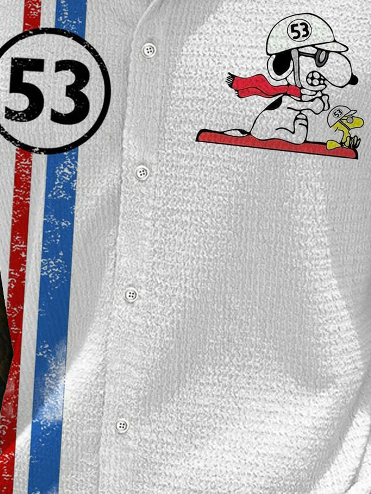 Royaura® Retro No. 53 Classic Car 3D Digital Print Men's Button Pocket Short Sleeve Shirt Big & Tall