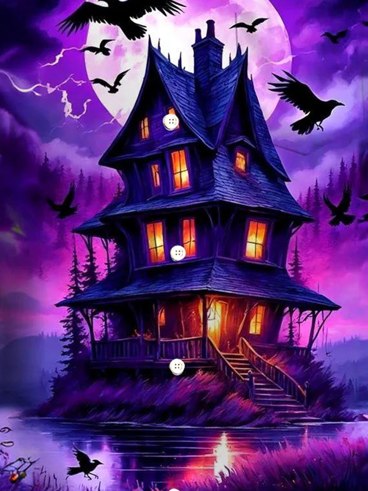 Royaura® Halloween Castle Bat Gradient 3D Digital Print Men's Button Pocket Short Sleeve Shirt Big & Tall