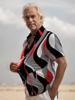 Royaura® Retro Abstract Gradient Art Print Men's Button Pocket Short Sleeve Shirt Big & Tall