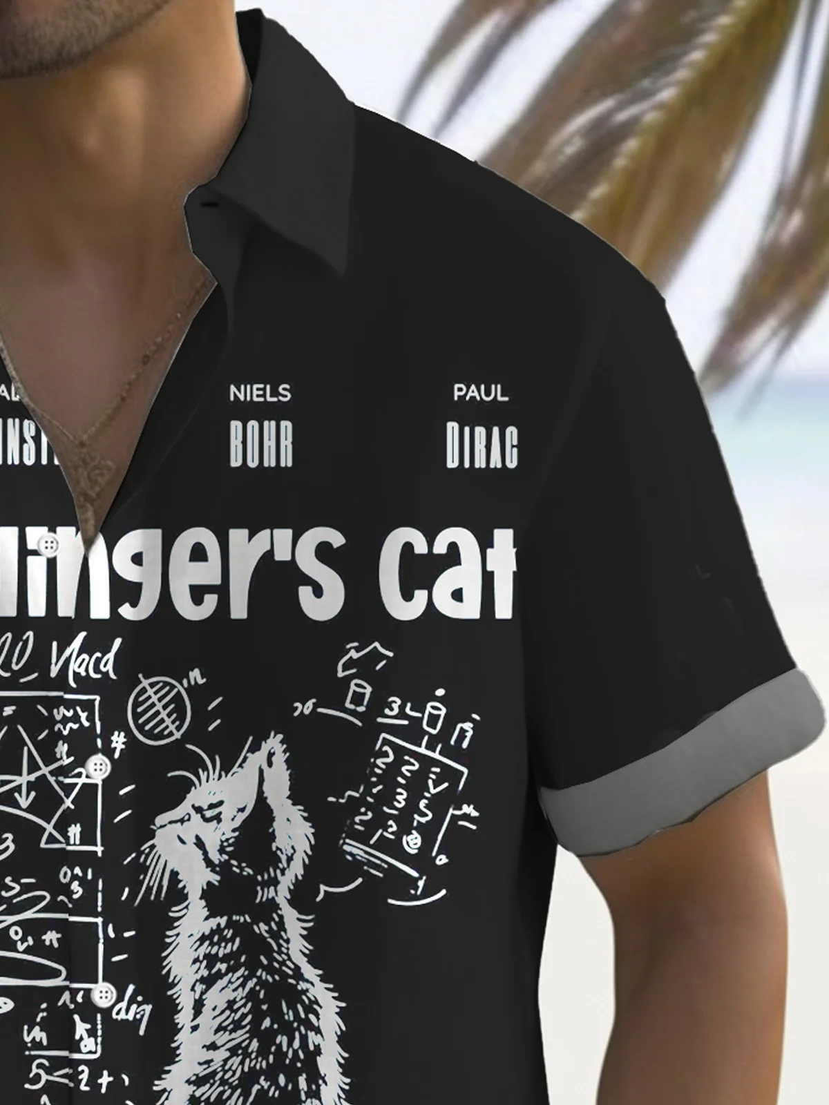 Royaura® Retro Cat Funny Art Print Men's Button Pocket Short Sleeve Shirt Big & Tall