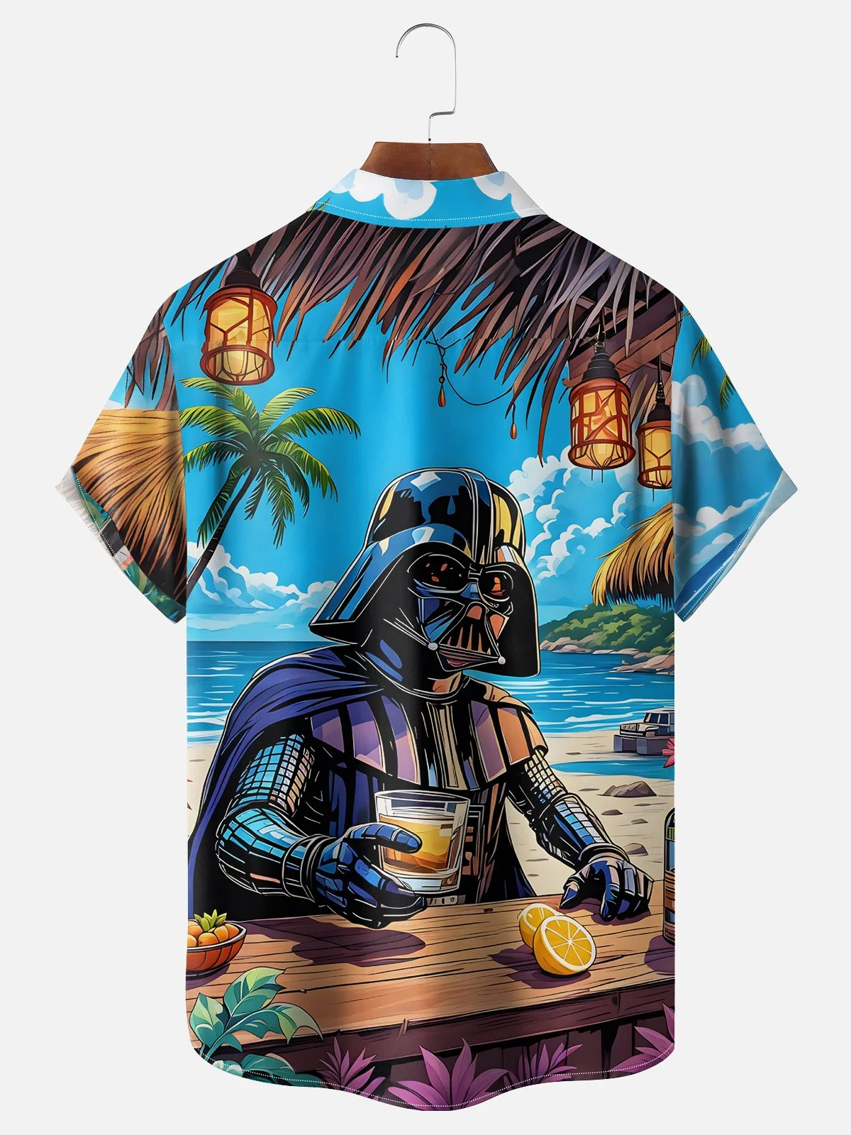 Royaura® Hawaiian Palm Tree Print Men's Button Pocket Short Sleeve Shirt Big & Tall