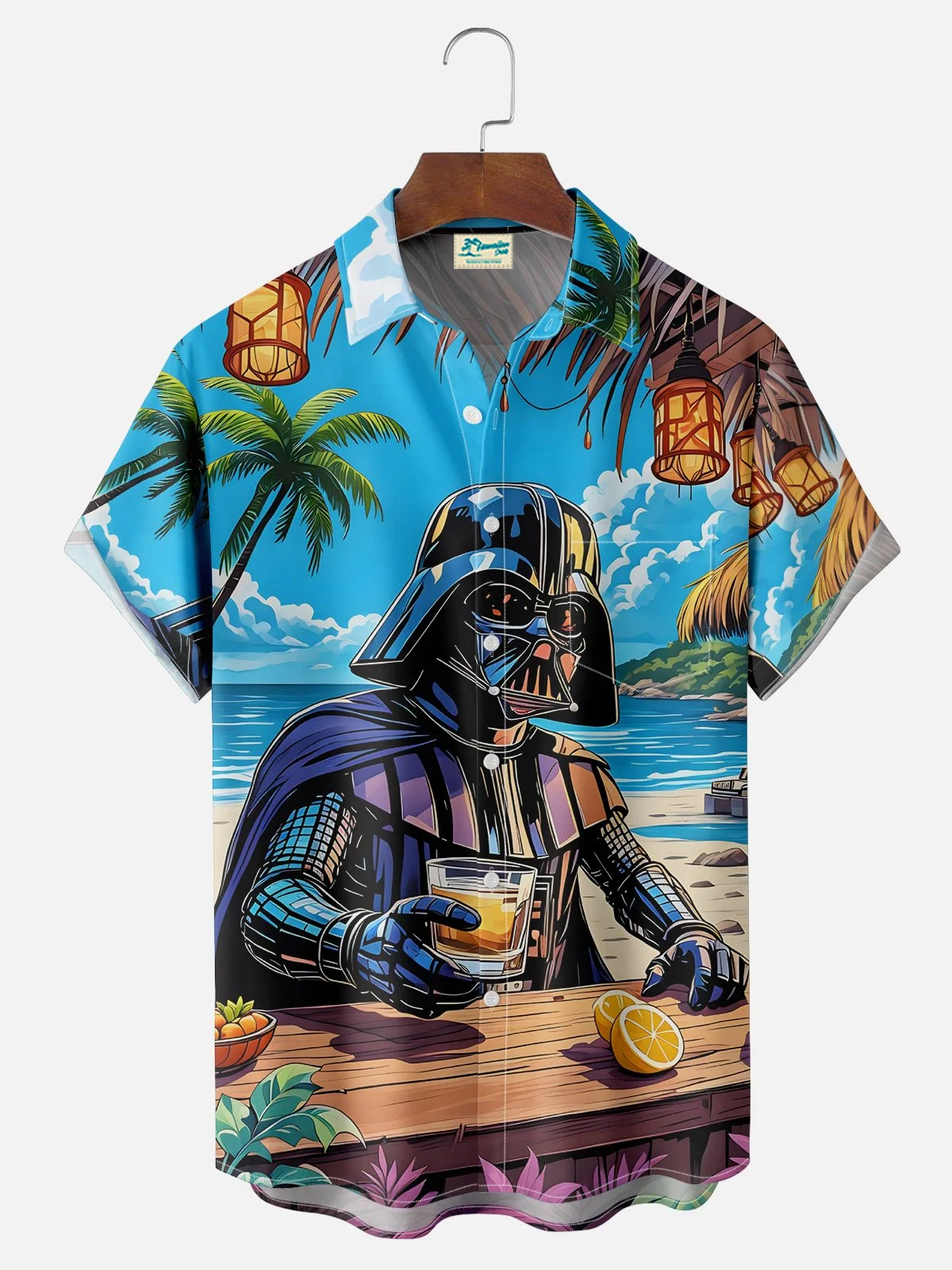 Royaura® Hawaiian Palm Tree Print Men's Button Pocket Short Sleeve Shirt Big & Tall