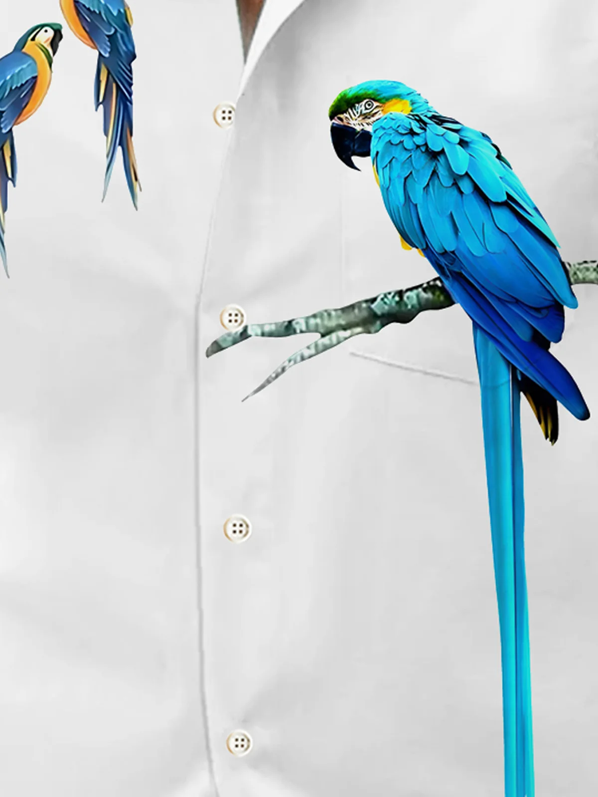 Royaura® Hawaiian Parrot Print Men's Button Pocket Long Sleeve Shirt Big & Tall