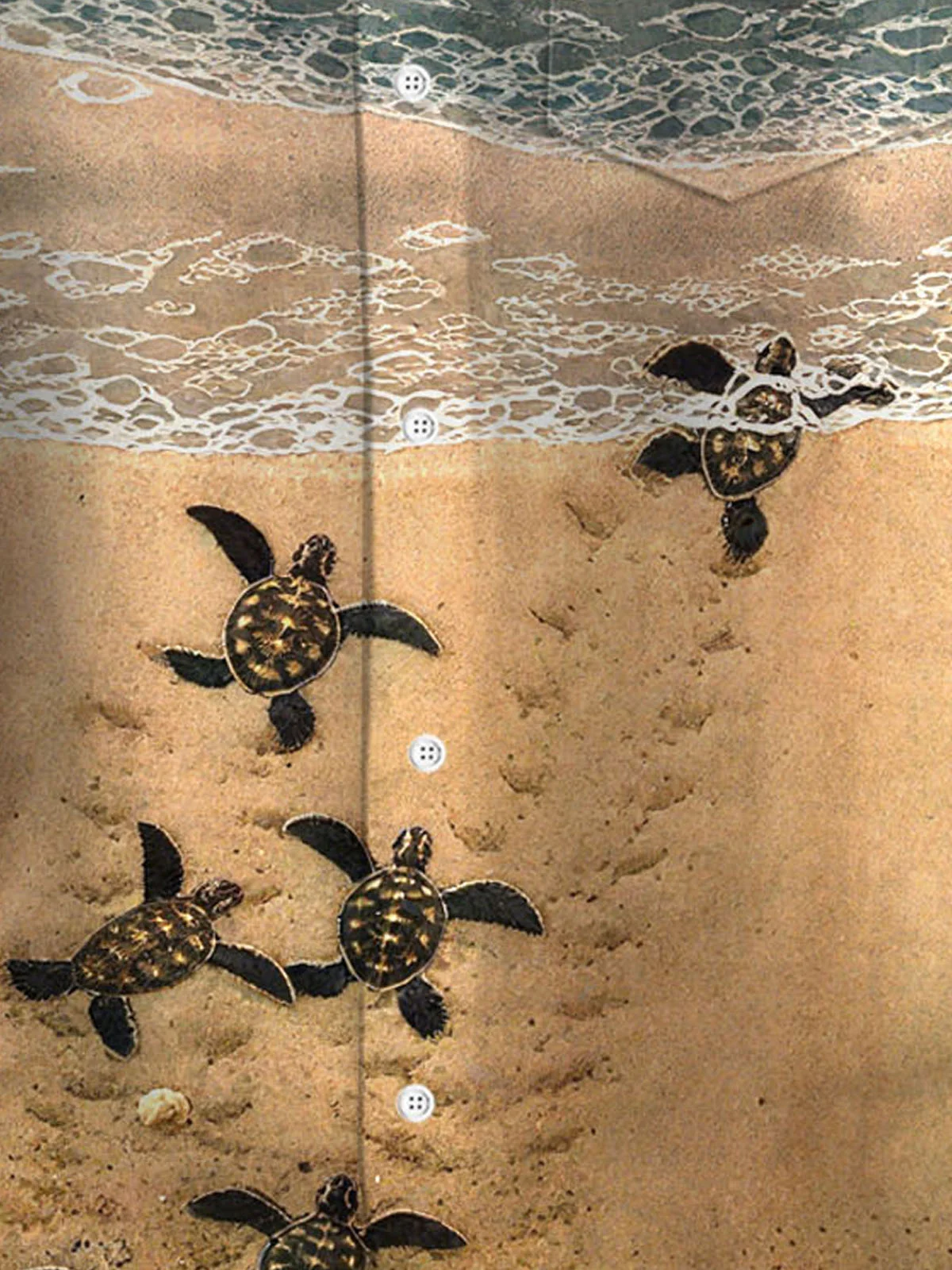 Royaura® Hawaiian Turtle Beach Print Men's Button Pocket Short Sleeve Shirt Big & Tall