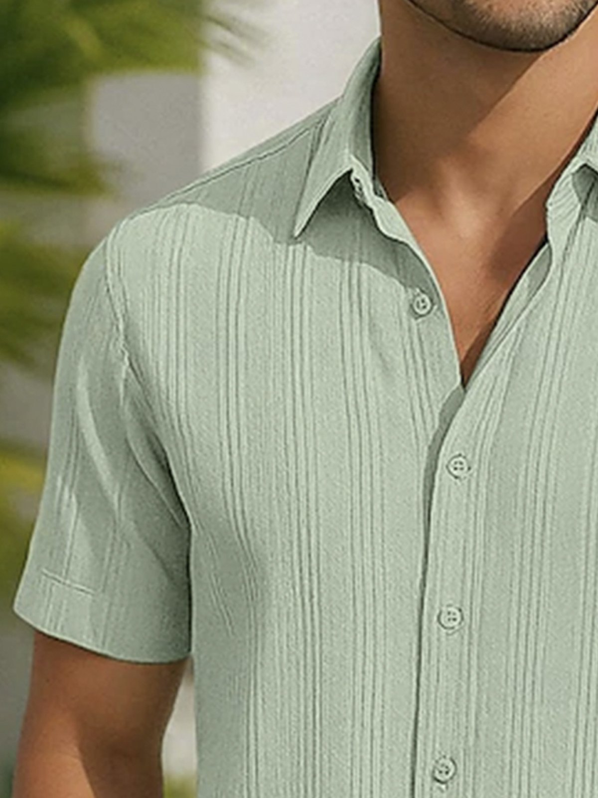 Royaura® Plain Basic Solid Color Striped Men's Button Short Sleeve Shirt Big & Tall
