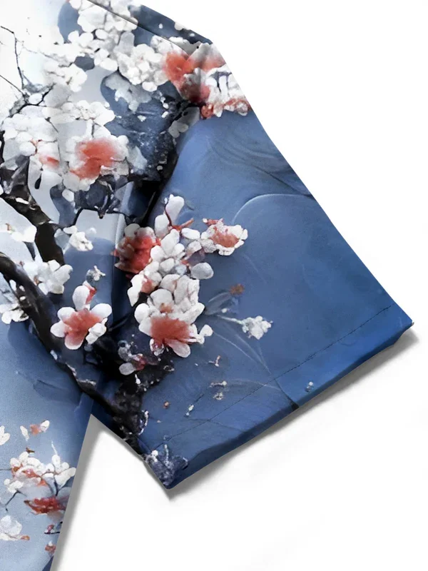 Royaura® Hawaiian Floral Print Men's Button Pocket Short Sleeve Shirt Big & Tall