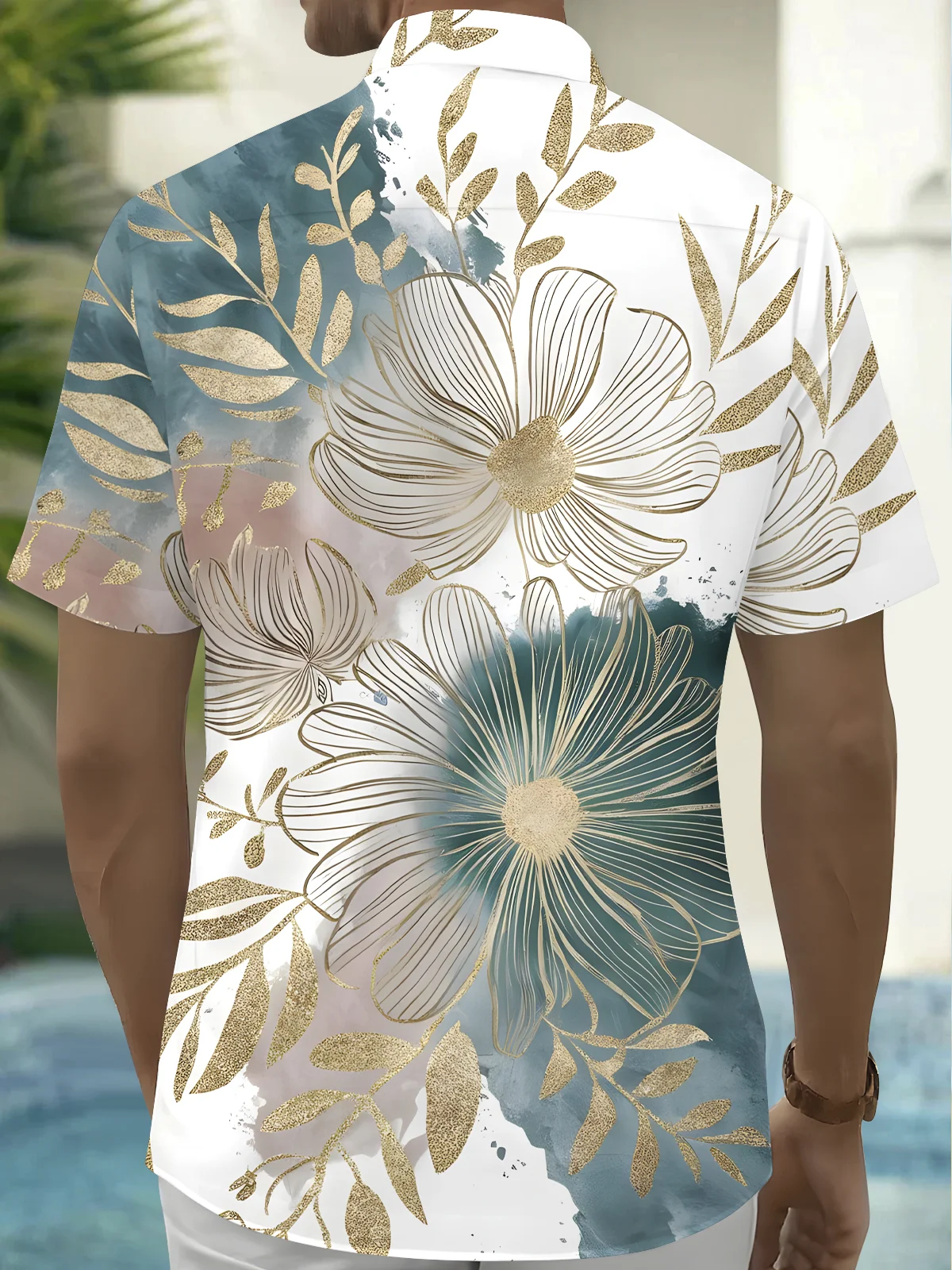 Royaura® Beach Vacation Men's Casual Stylish Hawaiian Shirt Summer Shirts Plants Flowers Print Pocket Short Sleeve Sleeve Shirt Big Tall