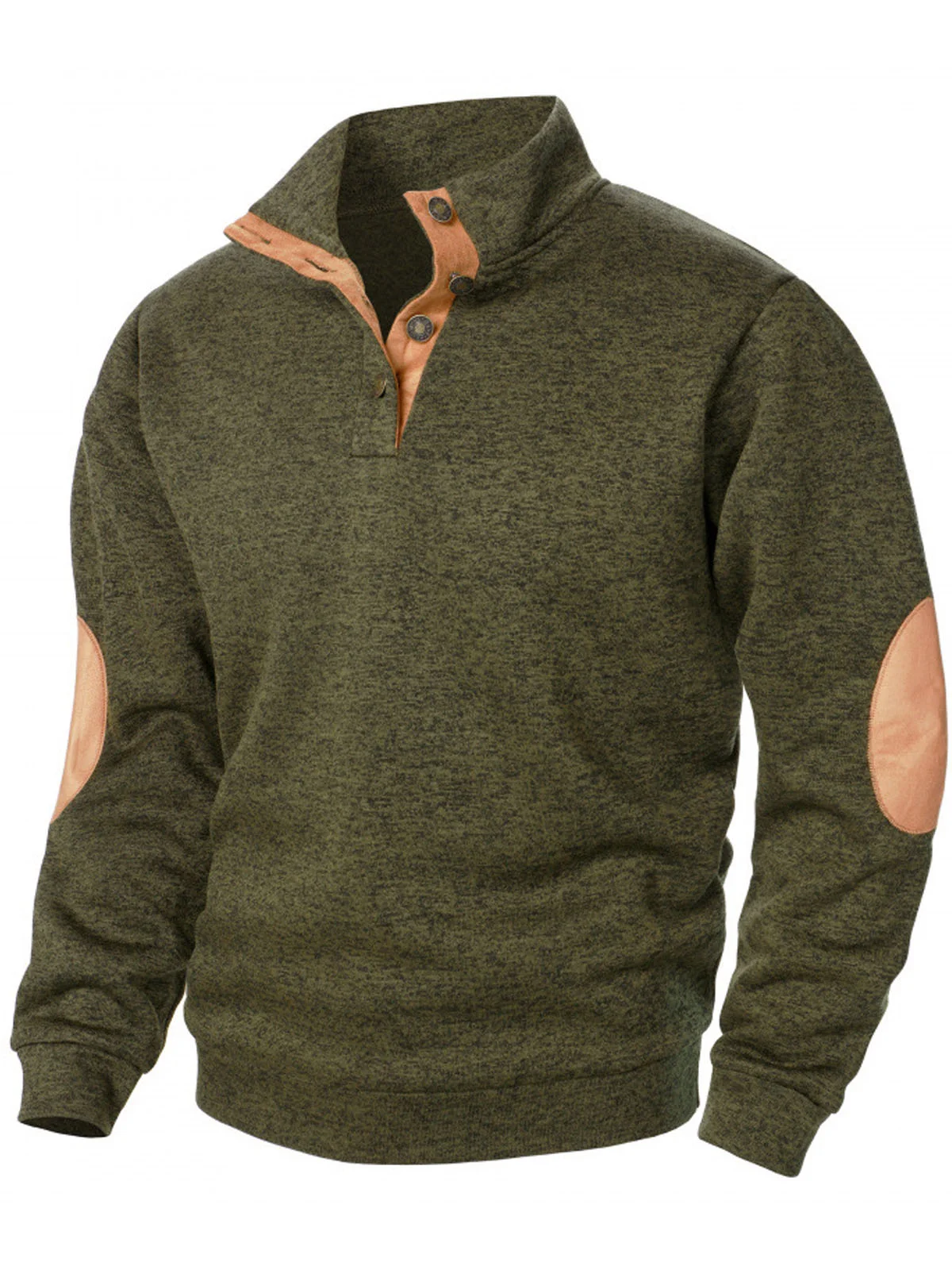 Royaura® Western Two-tone Contrast Stitching Men's Stand Collar Button Sweatshirt Big & Tall