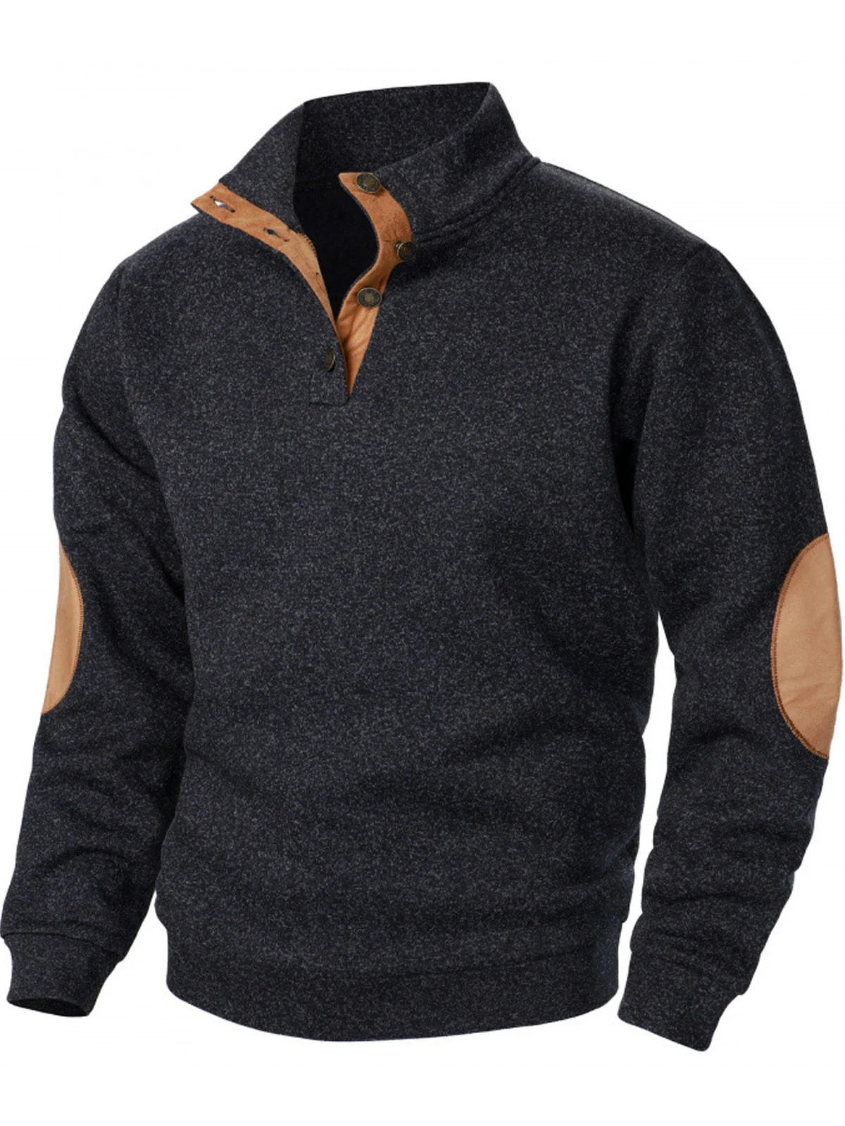 Royaura® Western Two-tone Contrast Stitching Men's Stand Collar Button Sweatshirt Big & Tall