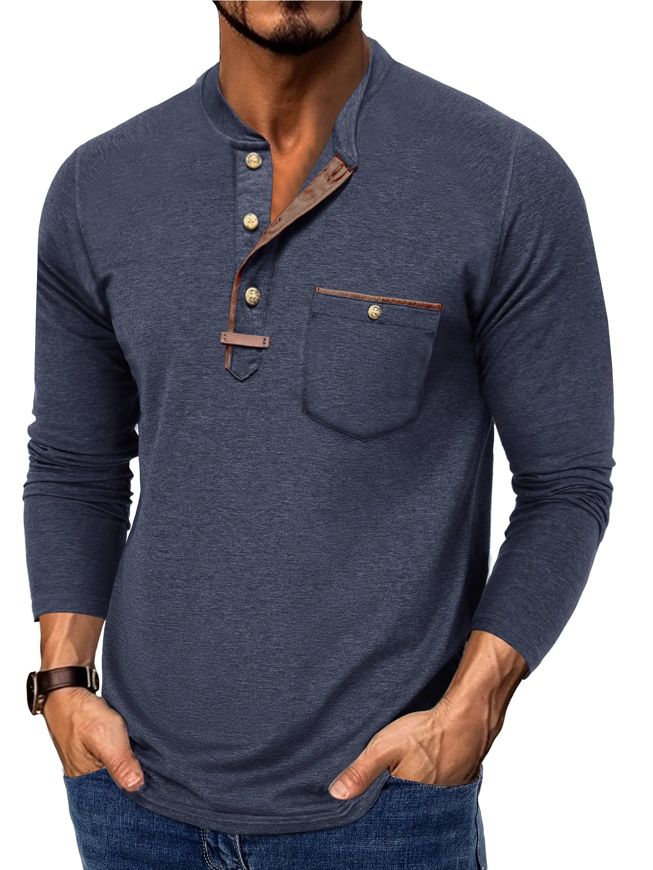 Royaura® Casual Basic Solid Color Long Sleeve T-Shirts Breathable Comfortable T-Shirts