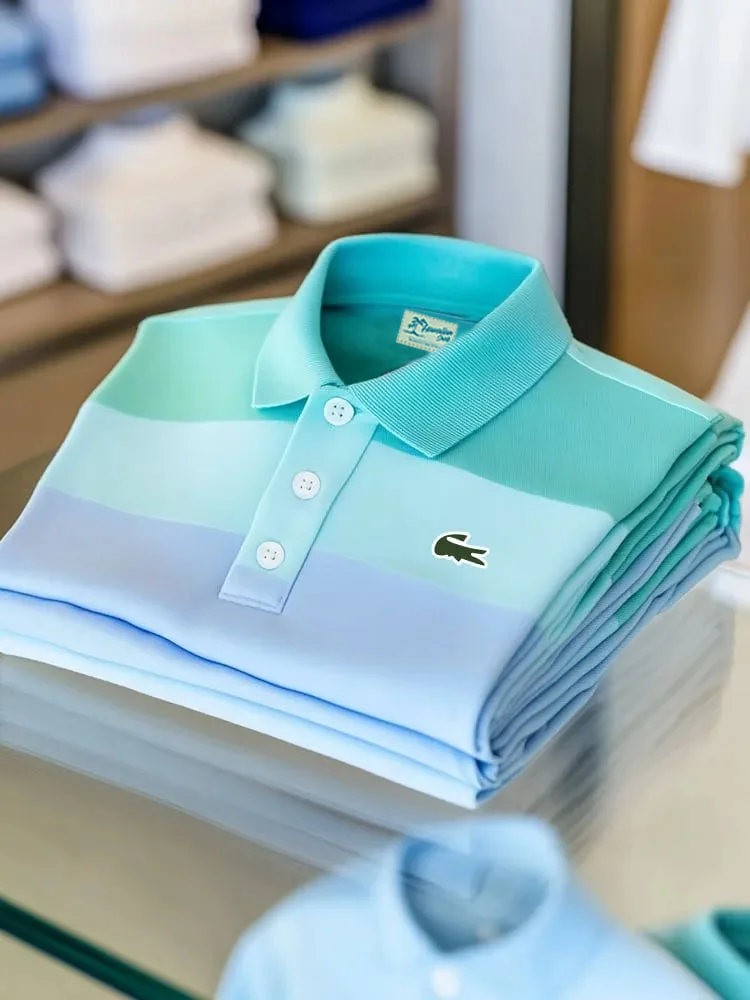 Royaura® Basic Color Stripe Logo Print Men's Button-Down Polo Shirt Big & Tall