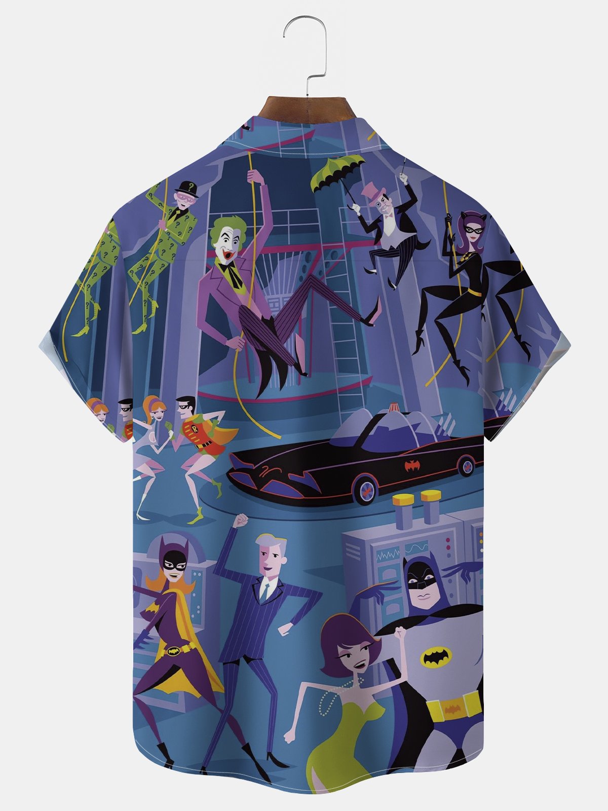 Royaura® Retro Medieval Character Illustration Print Men's Lapel Pocket Short Sleeve Shirt Big&Tall