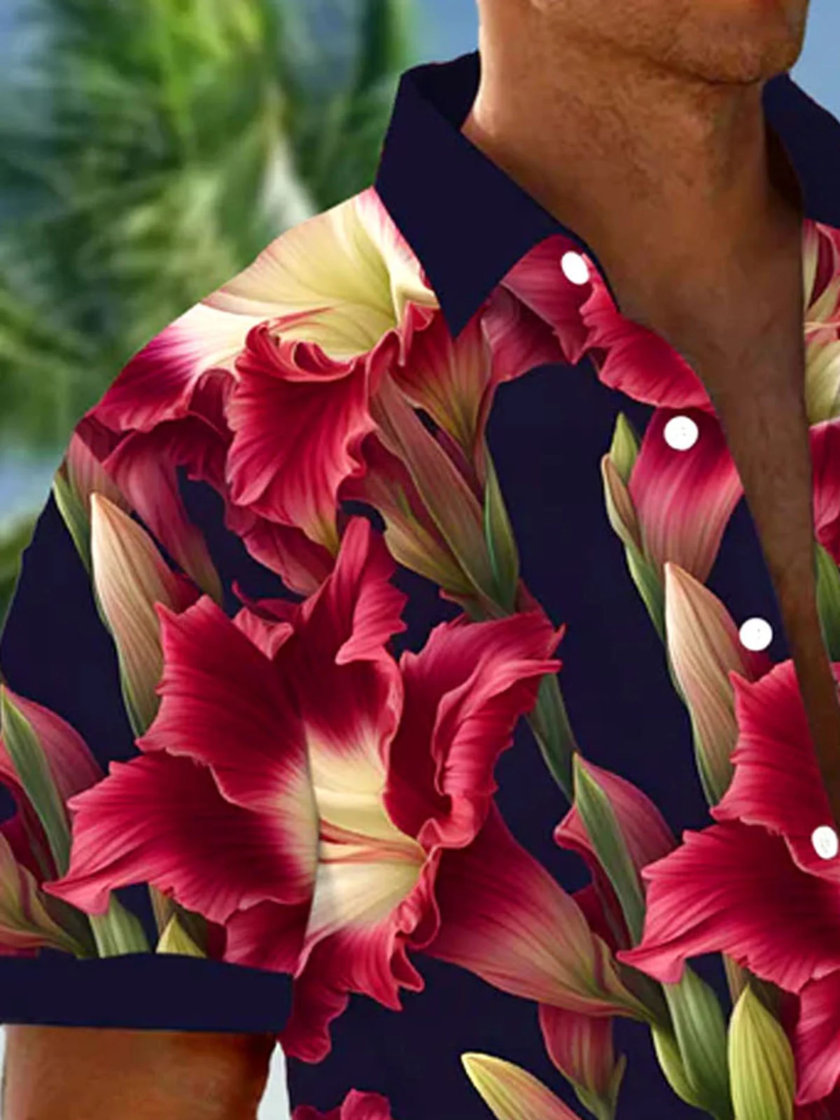 Royaura® Hawaiian Party Floral Print Men's Button Pocket Short Sleeve Shirt Big & Tall