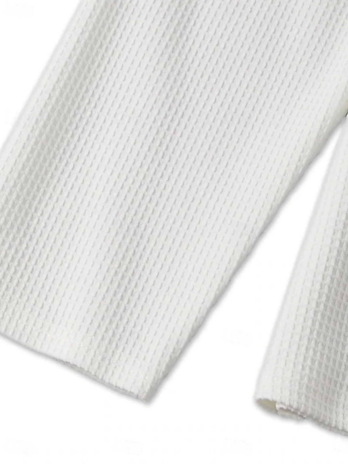 Royaura® Basic Waffle Texture Stitching Men's Contrast Color Button Long Sleeve Polo Shirt Big & Tall