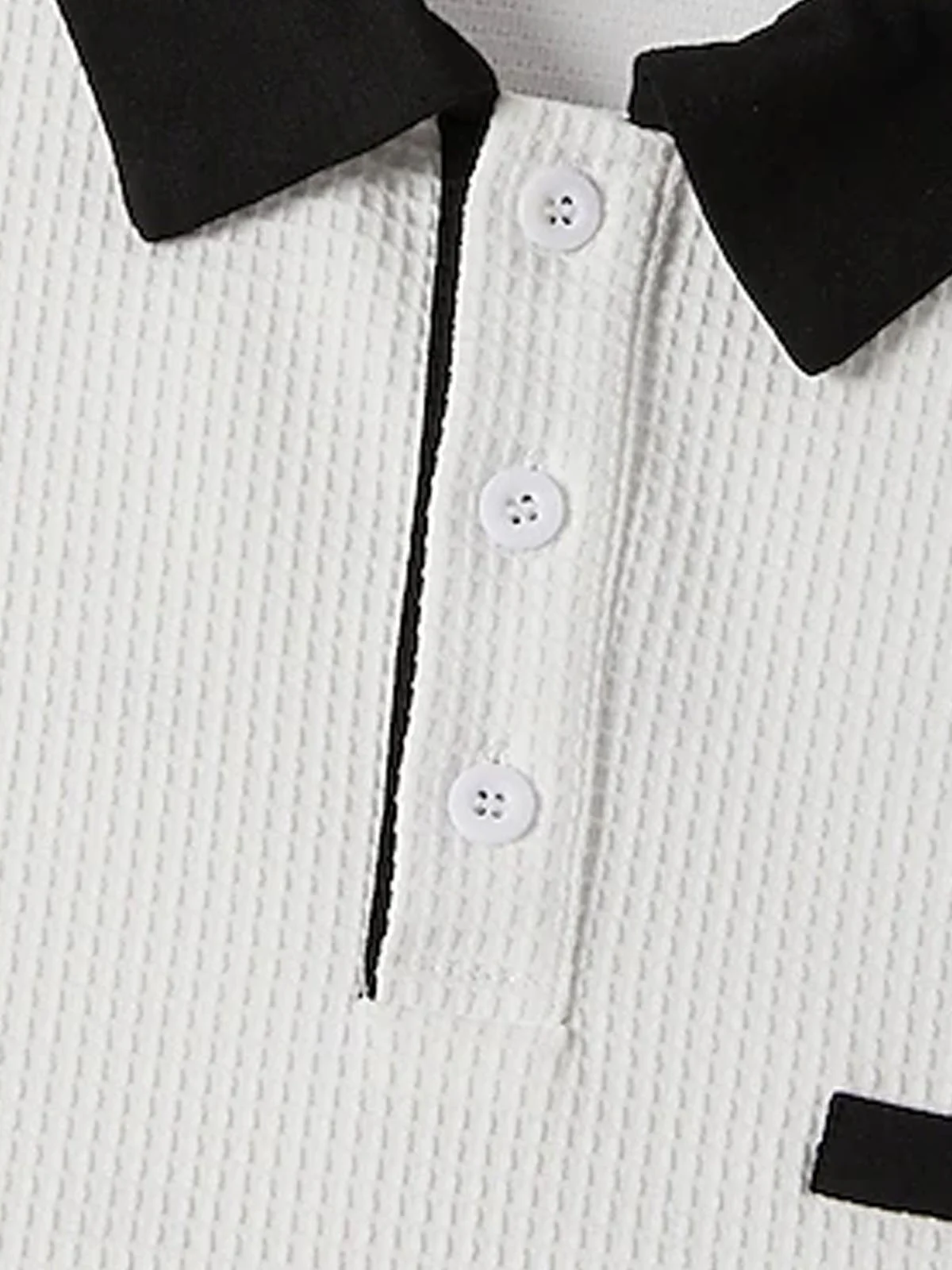 Royaura® Basic Waffle Texture Stitching Men's Contrast Color Button Long Sleeve Polo Shirt Big & Tall