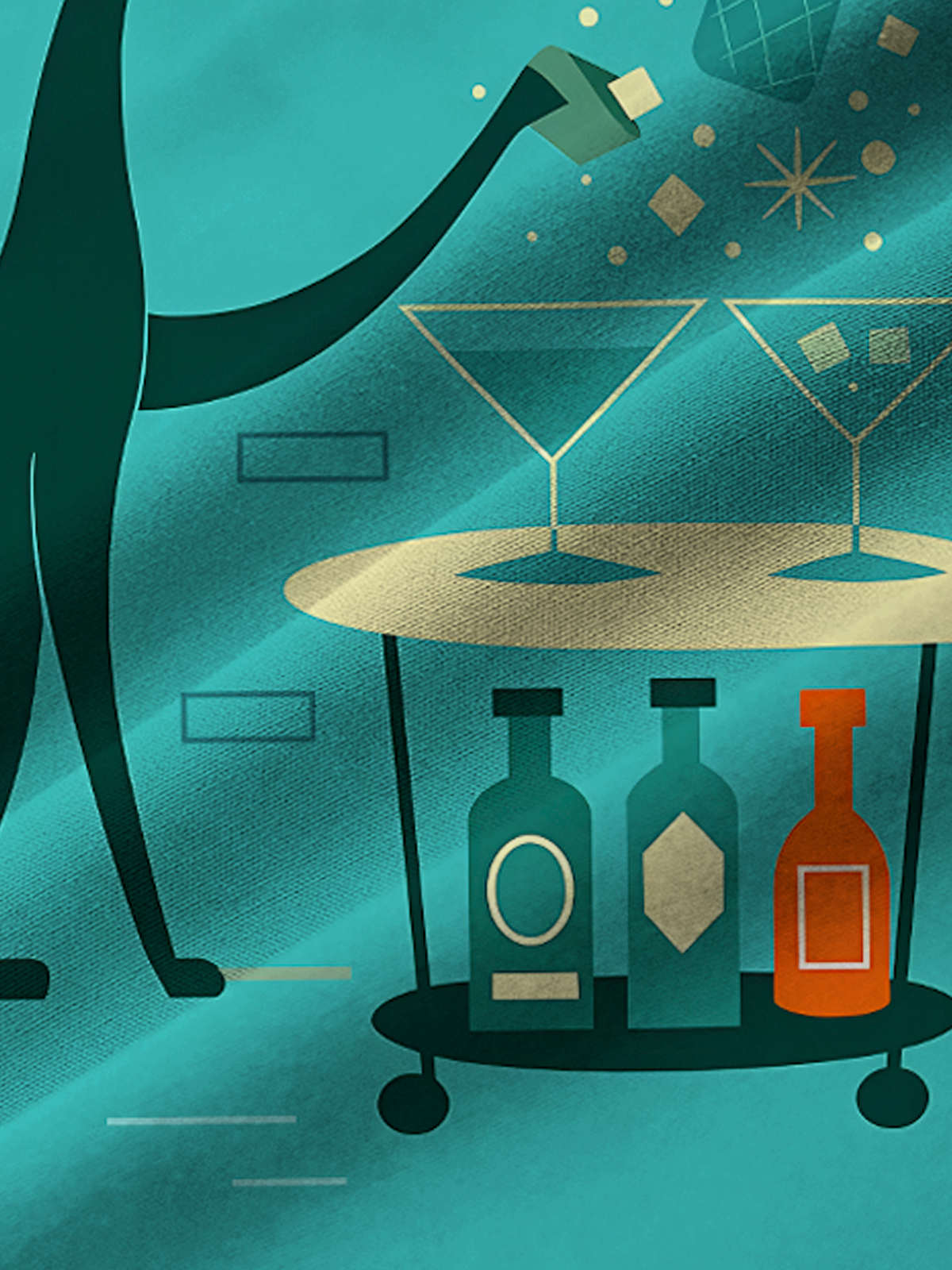 Royaura® Retro 1950s Mid-century Atomic Age Geometric Cat Graphic Print Men's Button Pocket Short Sleeve Shirt Big & Tall