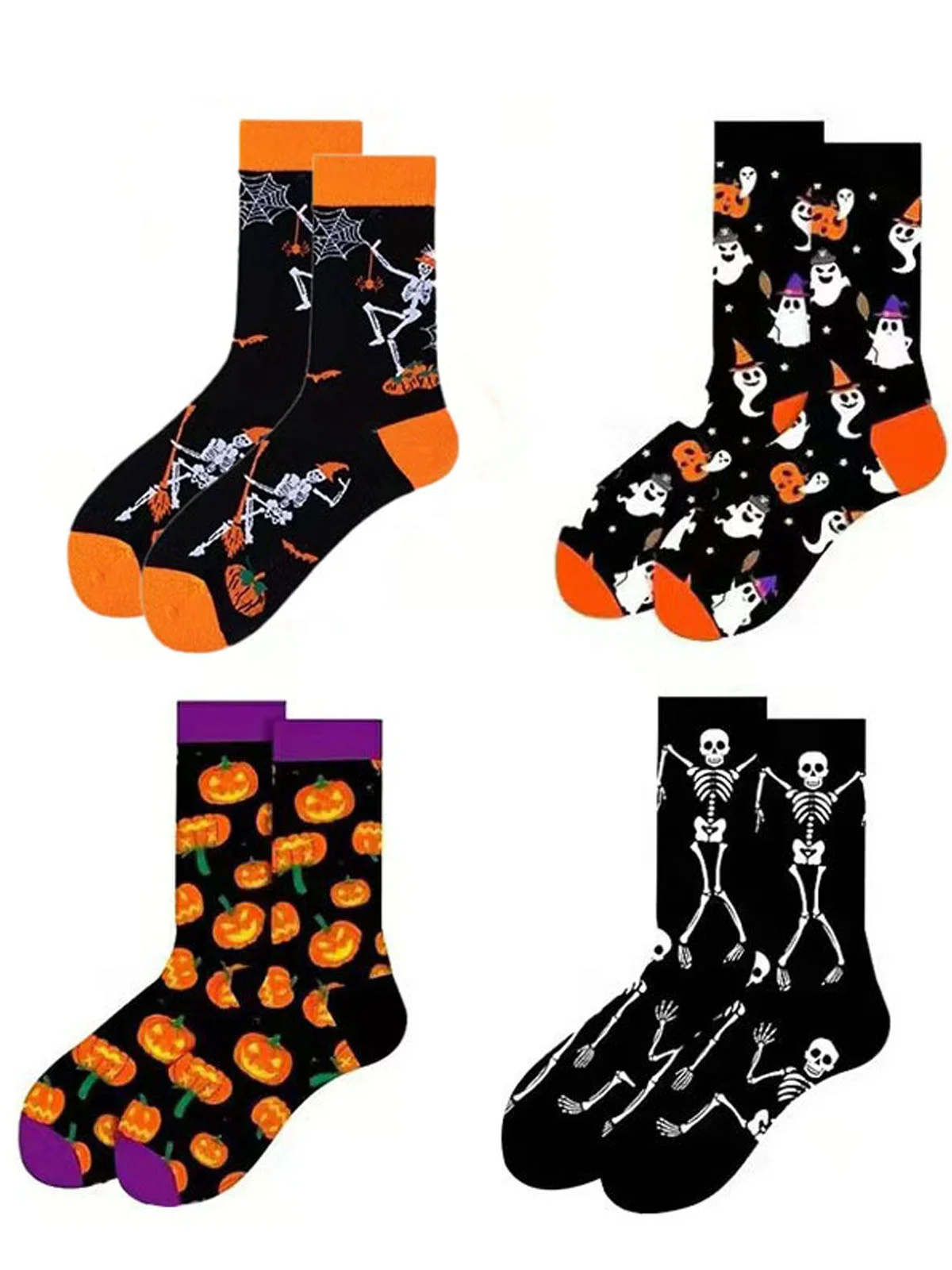 Royaura® Halloween Socks Pumpkin Jacquard Men's Socks Big & Tall