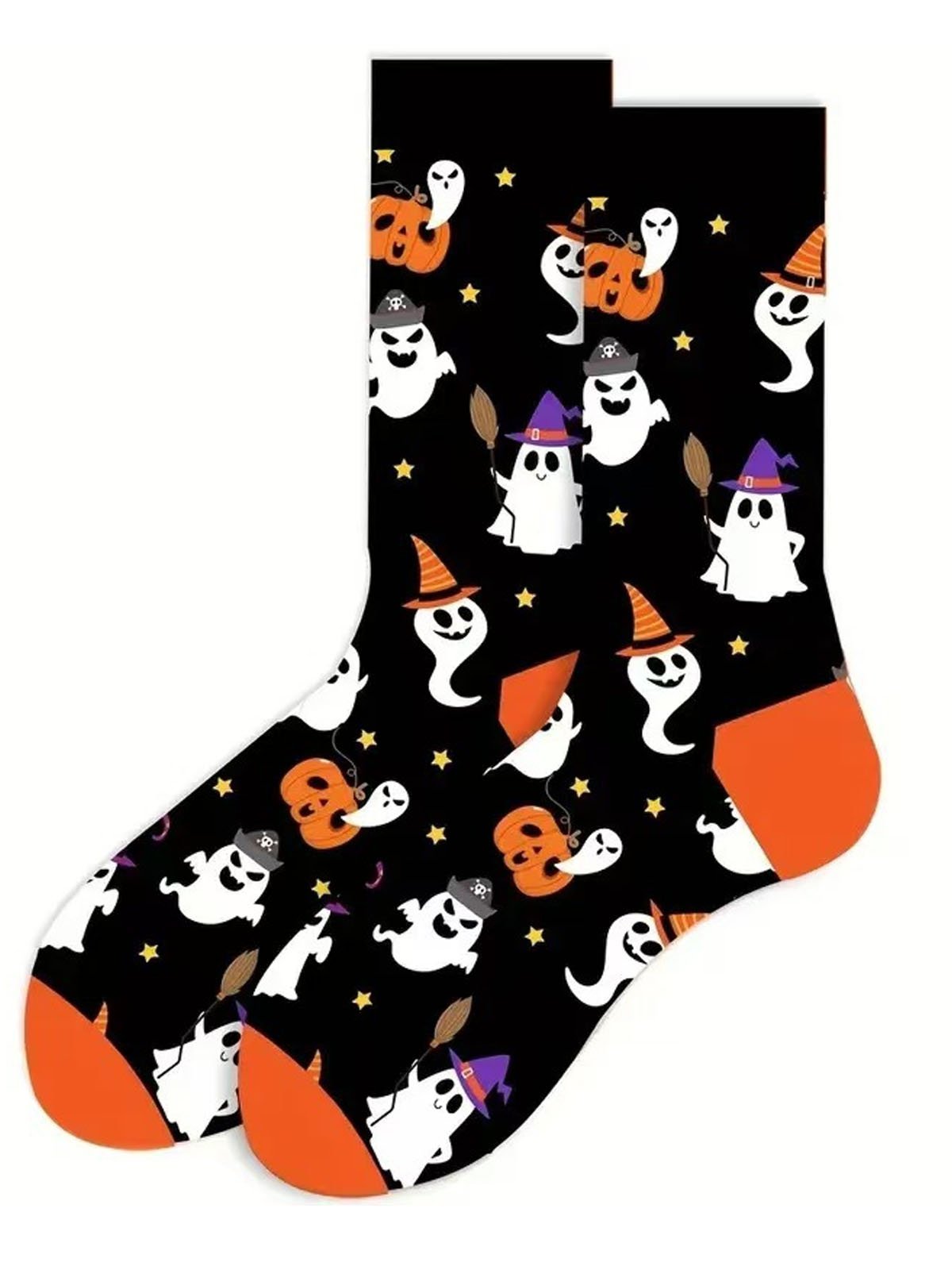 Royaura® Halloween Socks Pumpkin Jacquard Men's Socks Big & Tall
