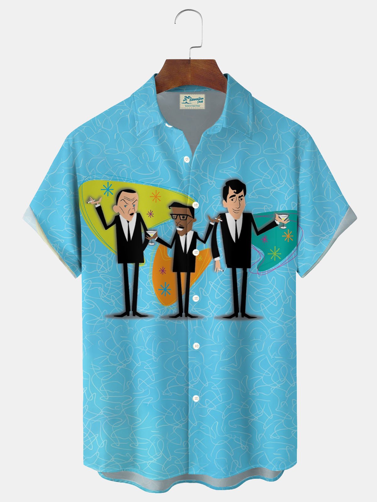 Royaura® Men's Medieval Geometric Print Button Pocket Short Sleeve Shirt Big & Tall