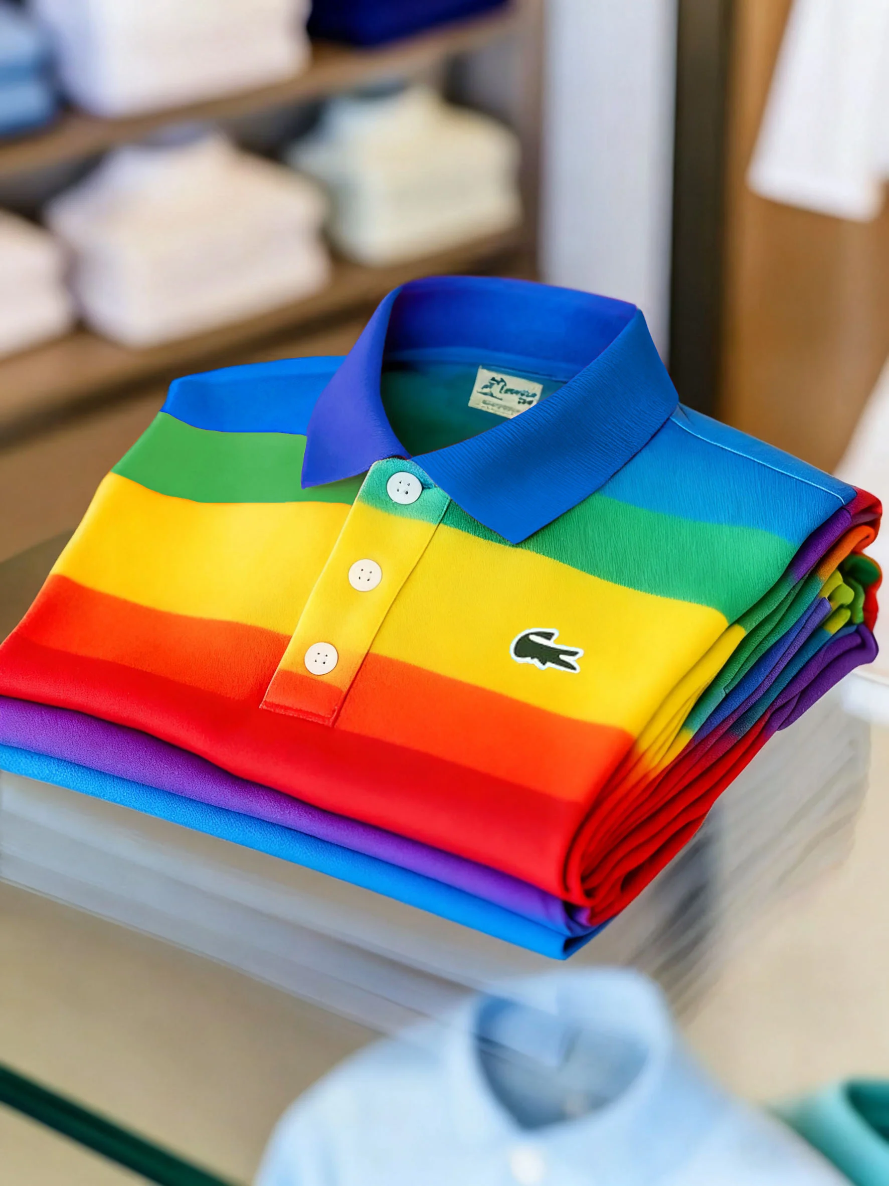 Royaura® Basic Color Stripe Logo Print Men's Button-Down Polo Shirt Big & Tall