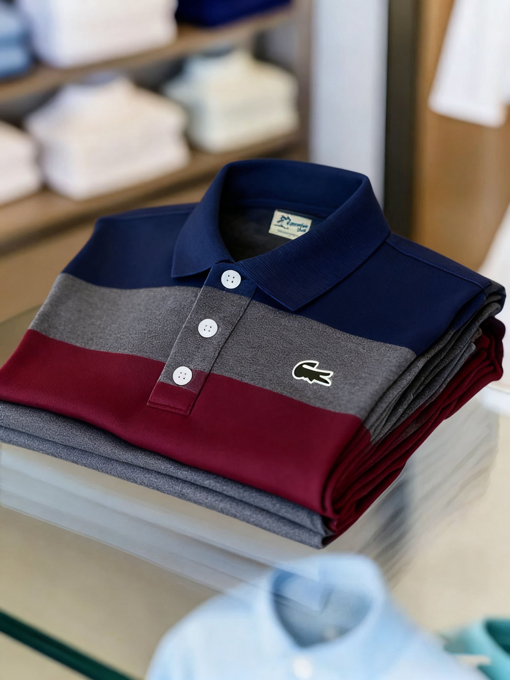 Royaura® Basic Color Stripe Logo Print Men's Button-Down Polo Shirt Big & Tall