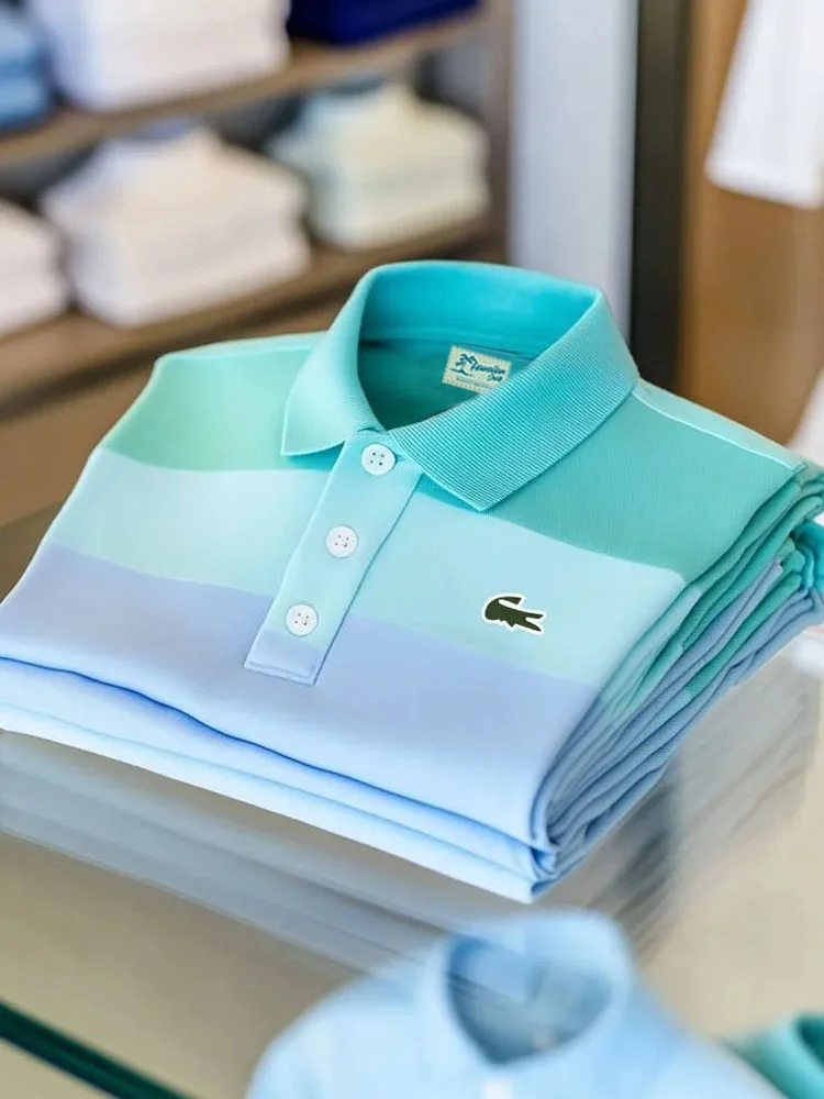 Royaura® Basic Color Stripe Logo Print Men's Button-Down Polo Shirt Big & Tall