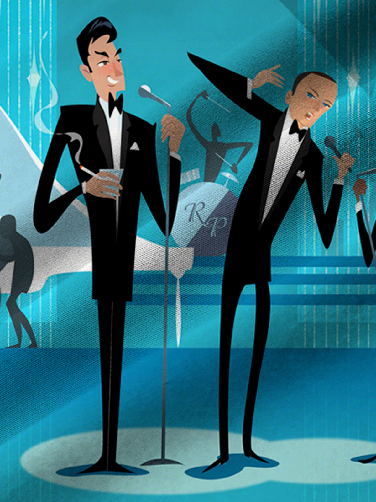 Royaura® Retro 1950s Mid-century Atomic Age Geometric Graphic Print Men's Button Pocket Short Sleeve Shirt Big & Tall