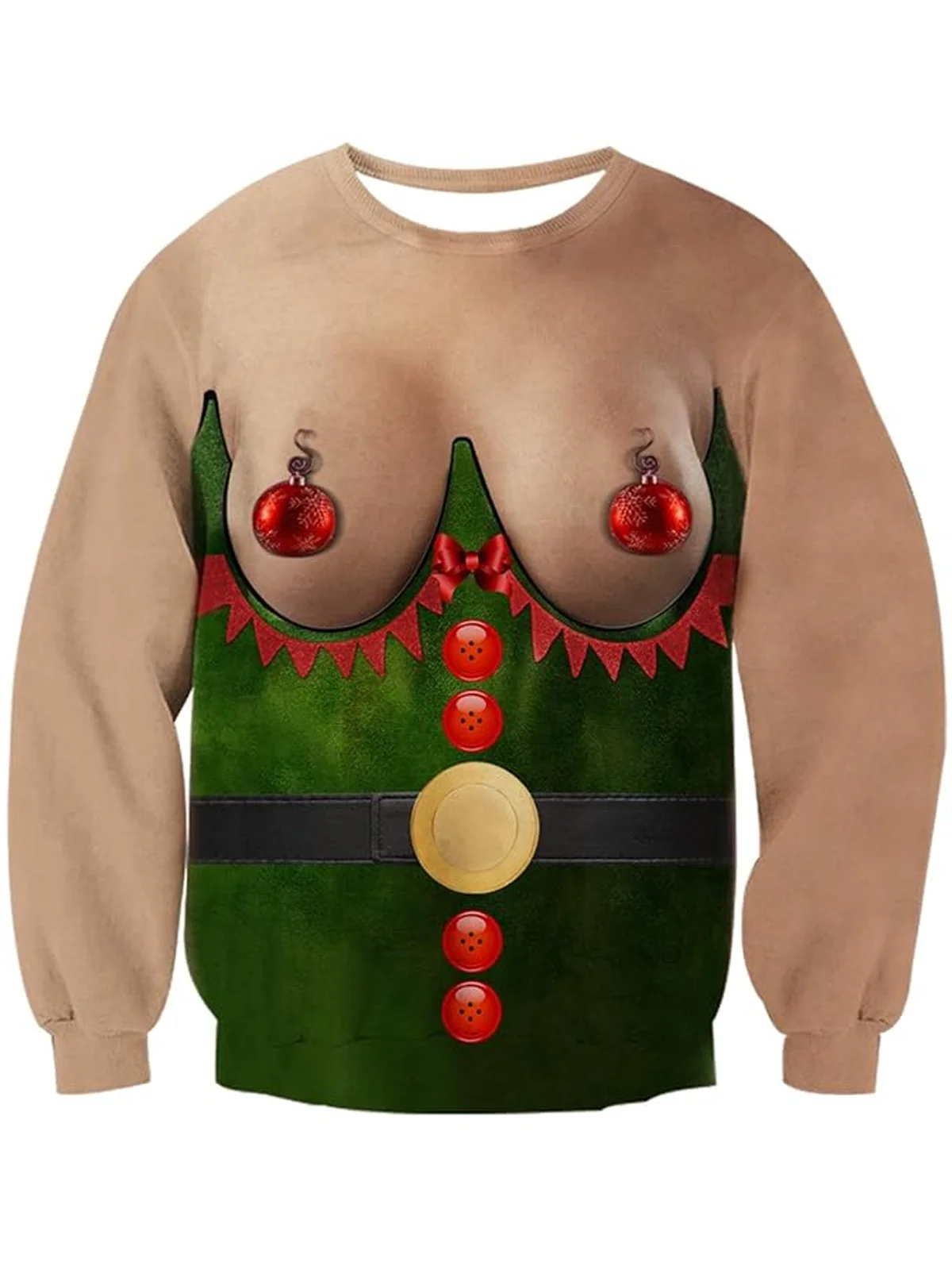 Royaura® Men's Christmas Ugly Sweatshirt Funny Print Casual Sweatshirt Big & Tall