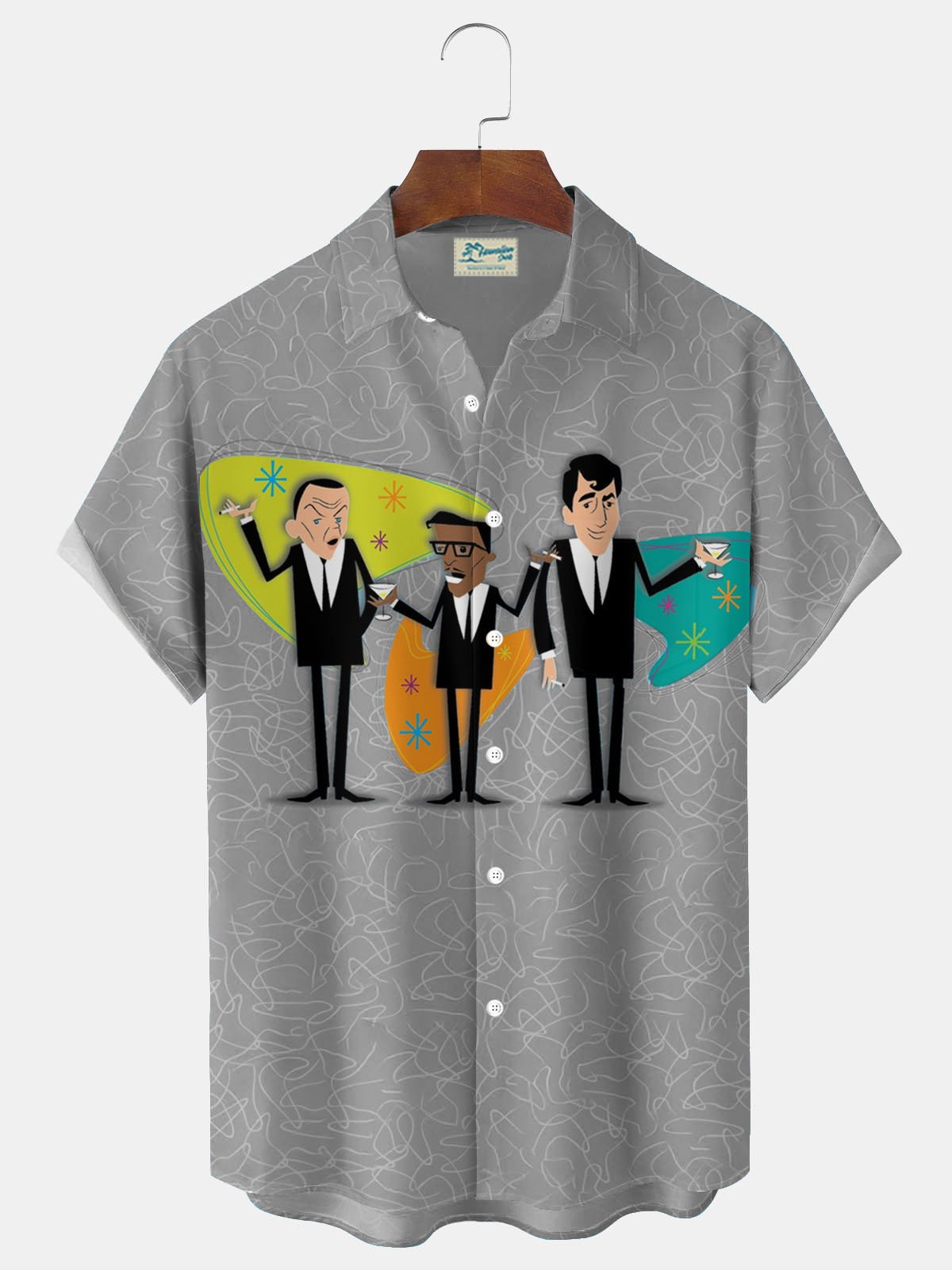 Royaura® Men's Medieval Geometric Print Button Pocket Short Sleeve Shirt Big & Tall