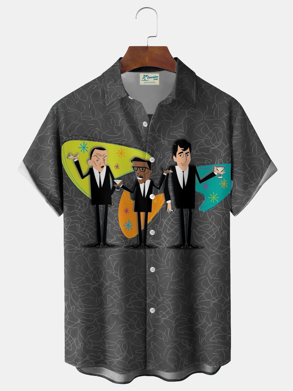 Royaura® Men's Medieval Geometric Print Button Pocket Short Sleeve Shirt Big & Tall