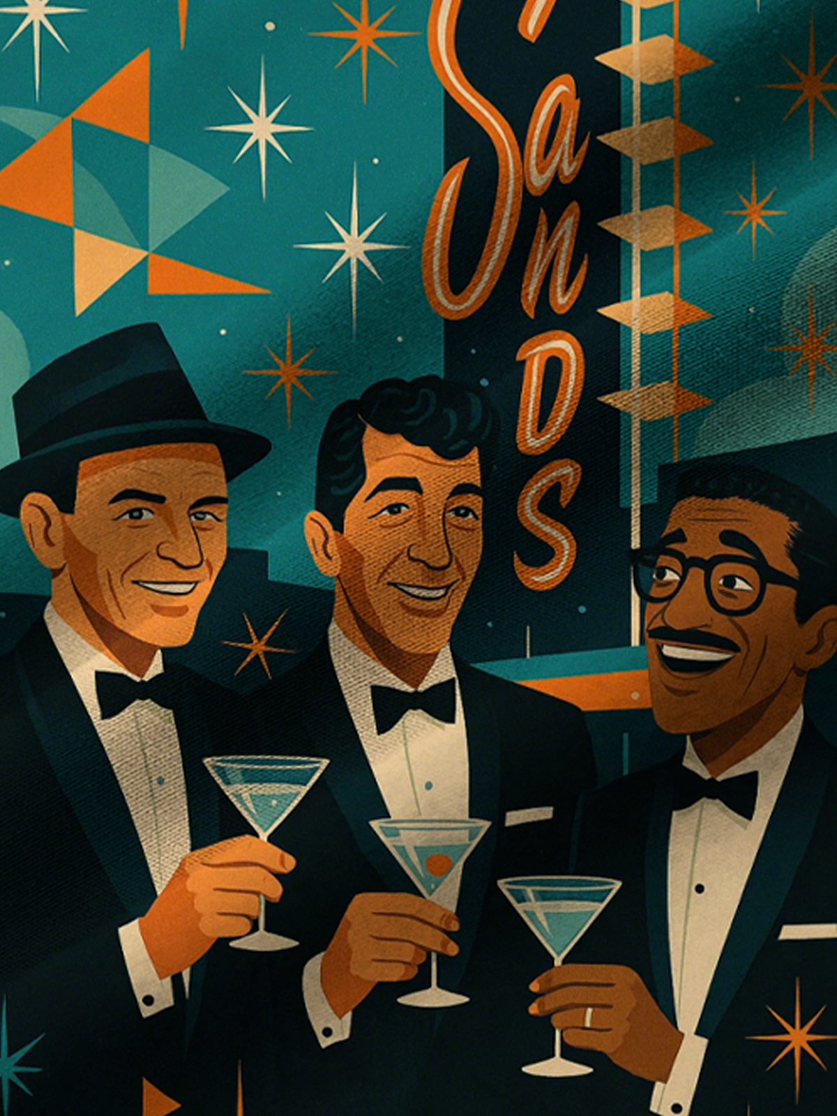 Royaura® Vintage Music Rat Pack Graphic Print Men's Button Pocket Short Sleeve Shirt Big & Tall