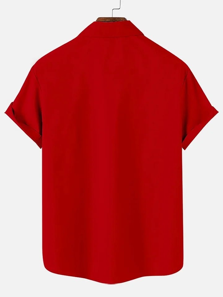 Royaura® Christmas Limited Edition Cartoon Print Men's Button Pocket Short Sleeve Shirt Big & Tall