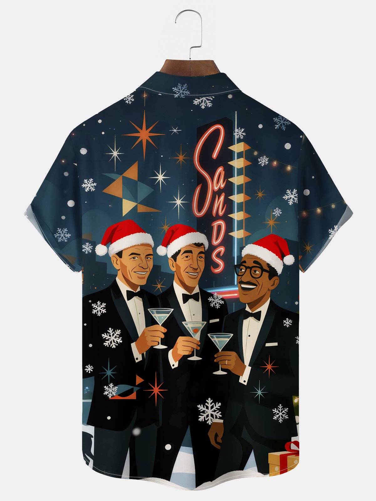 Royaura® Christmas Medieval Atomic Cartoon Print Casual Stylish Hawaiian Shirt Summer Shirts Pocket Short Sleeve Shirt Big Tall