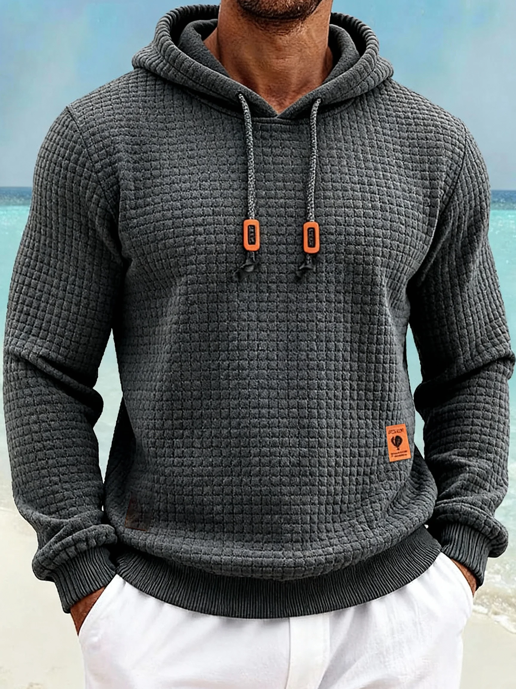 Royaura® Men's Plaid Textured Drawstring Hooded Sweatshirt Big & Tall