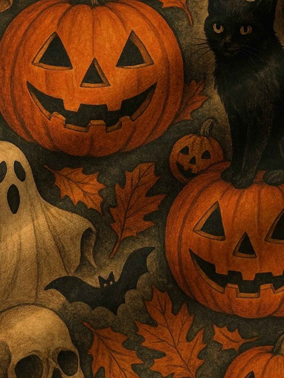 Royaura® Halloween Night Holiday Pumpkin Art Print Men's Button Pocket Short Sleeve Shirt Big & Tall