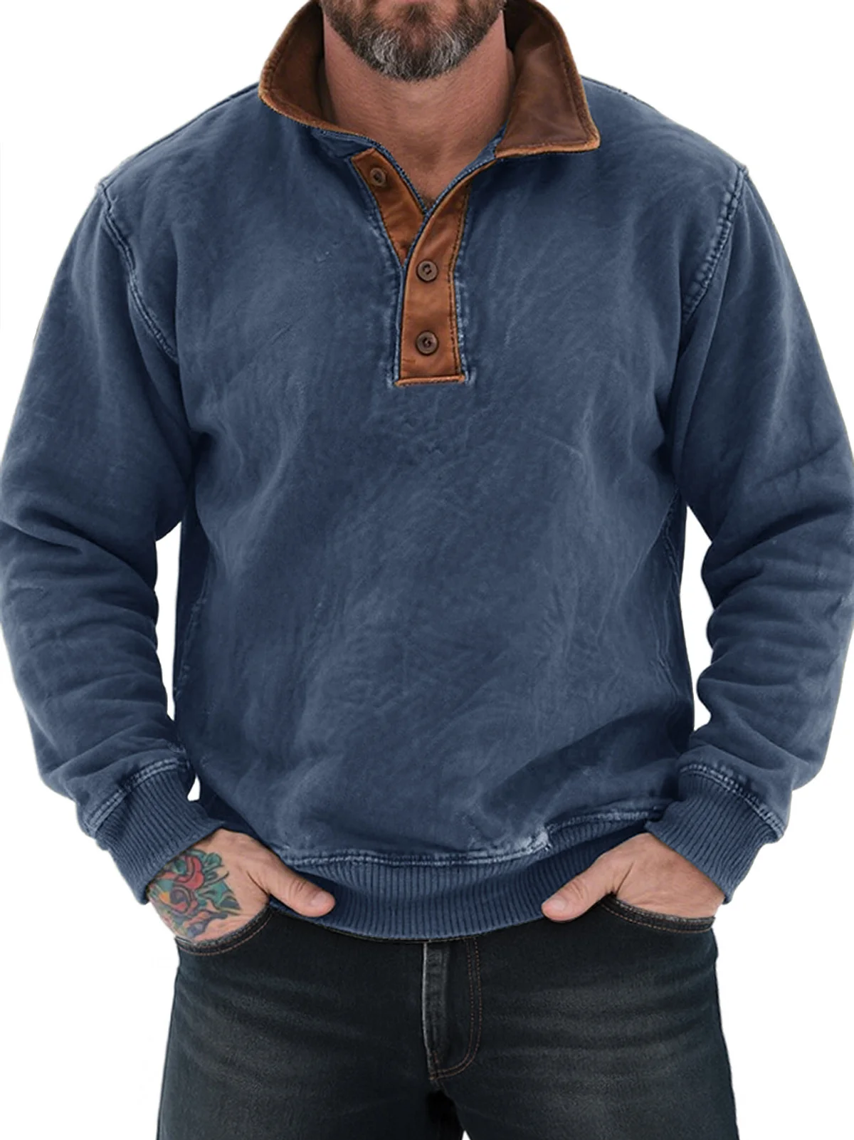 Royaura® Basic Polo Shirt Stretch Comfort Camping Pullover Long Sleeve Polo Shirt Big&Tall